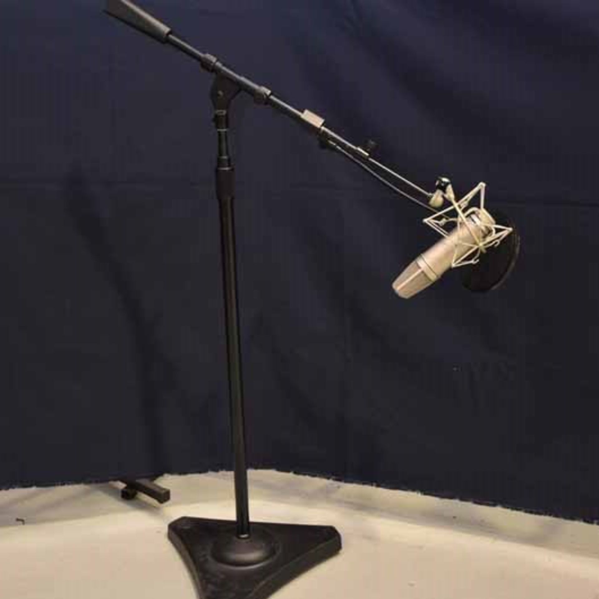1 - Neumann Type U-87AIP48 microphone on a Atlas Sound MS25 pro mic stand (black) w/windscreen - Image 2 of 2