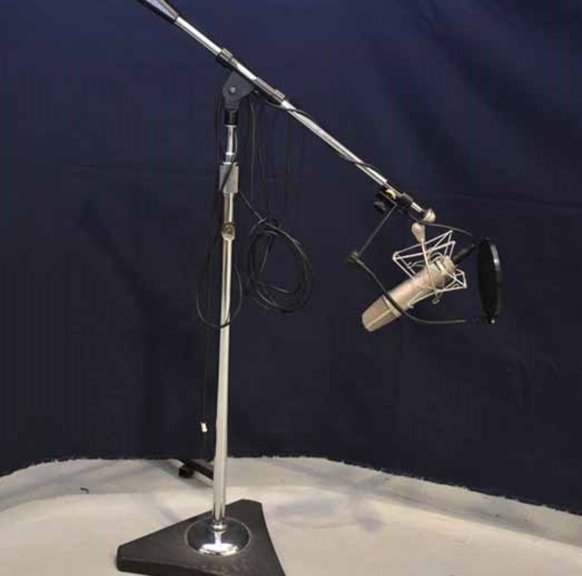 1 - Neumann Type U-87AIP48 microphone on a Atlas Sound MS25 pro mic stand (chrome) w/windscreen - Image 2 of 2