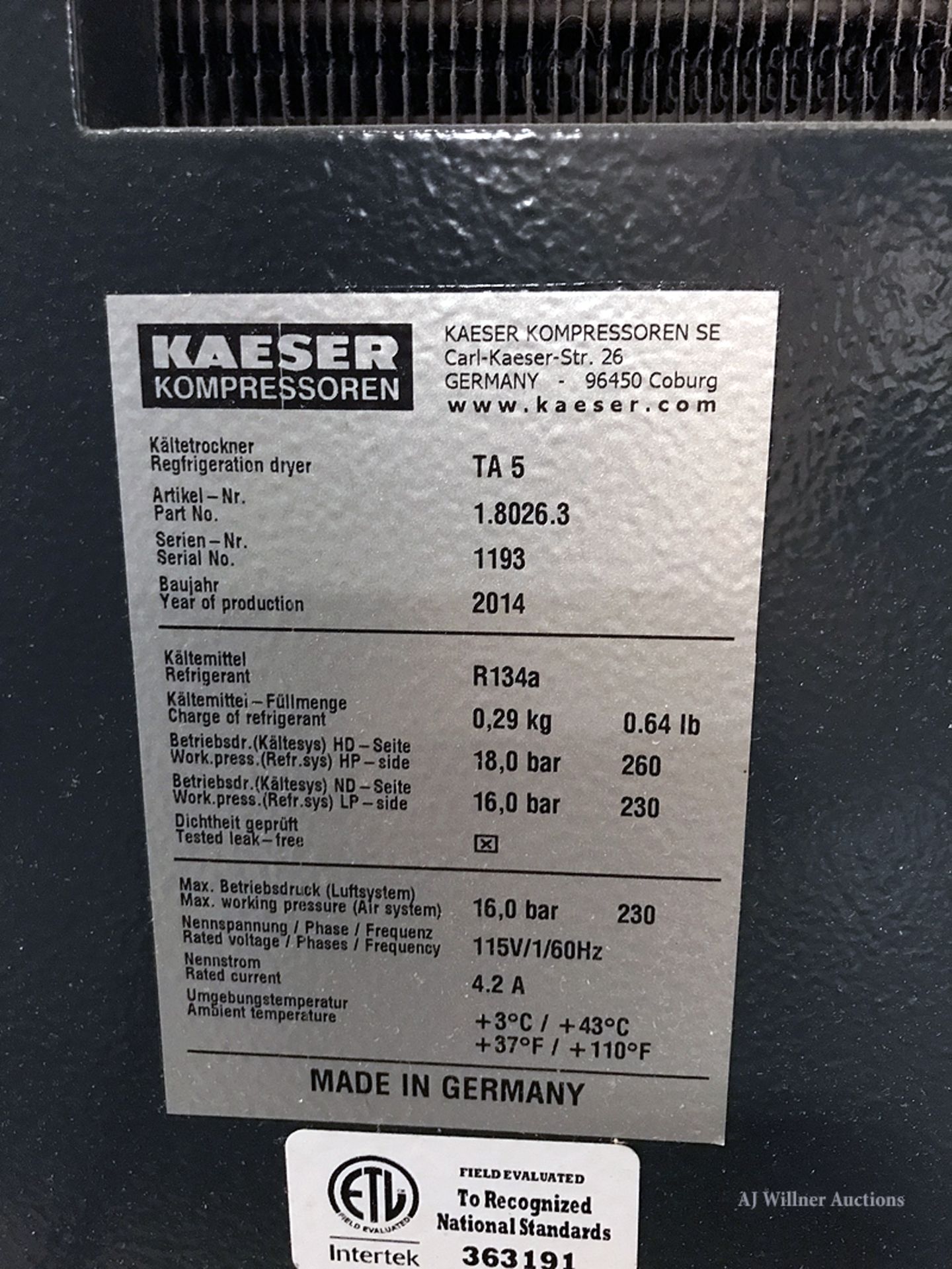 Kaeser TA5 Rotary Screw Air Compressor - Image 6 of 6