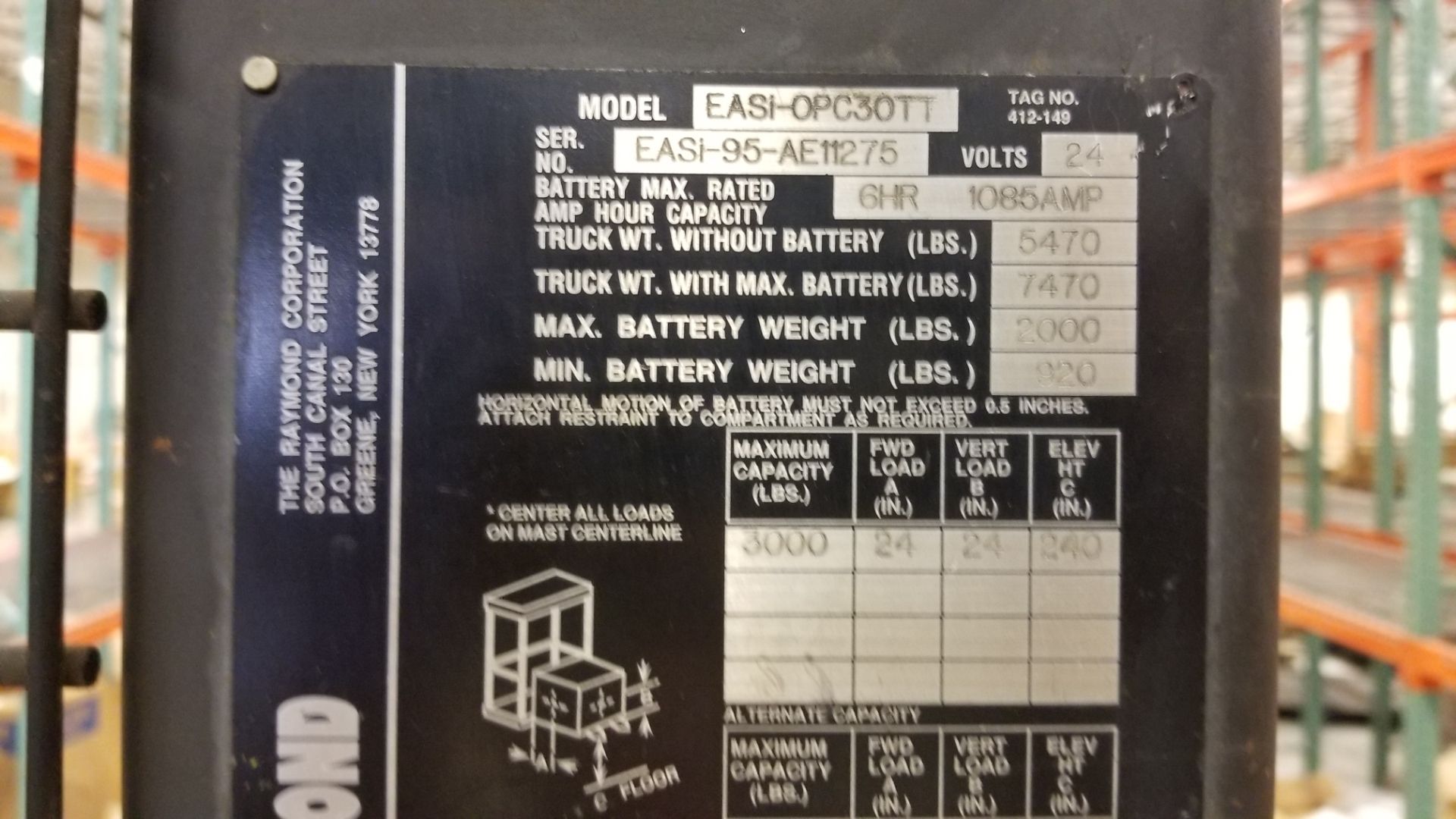 Raymond EASi-OPC30TT 3,000 lbs. Capacity Order Picker - Image 3 of 3