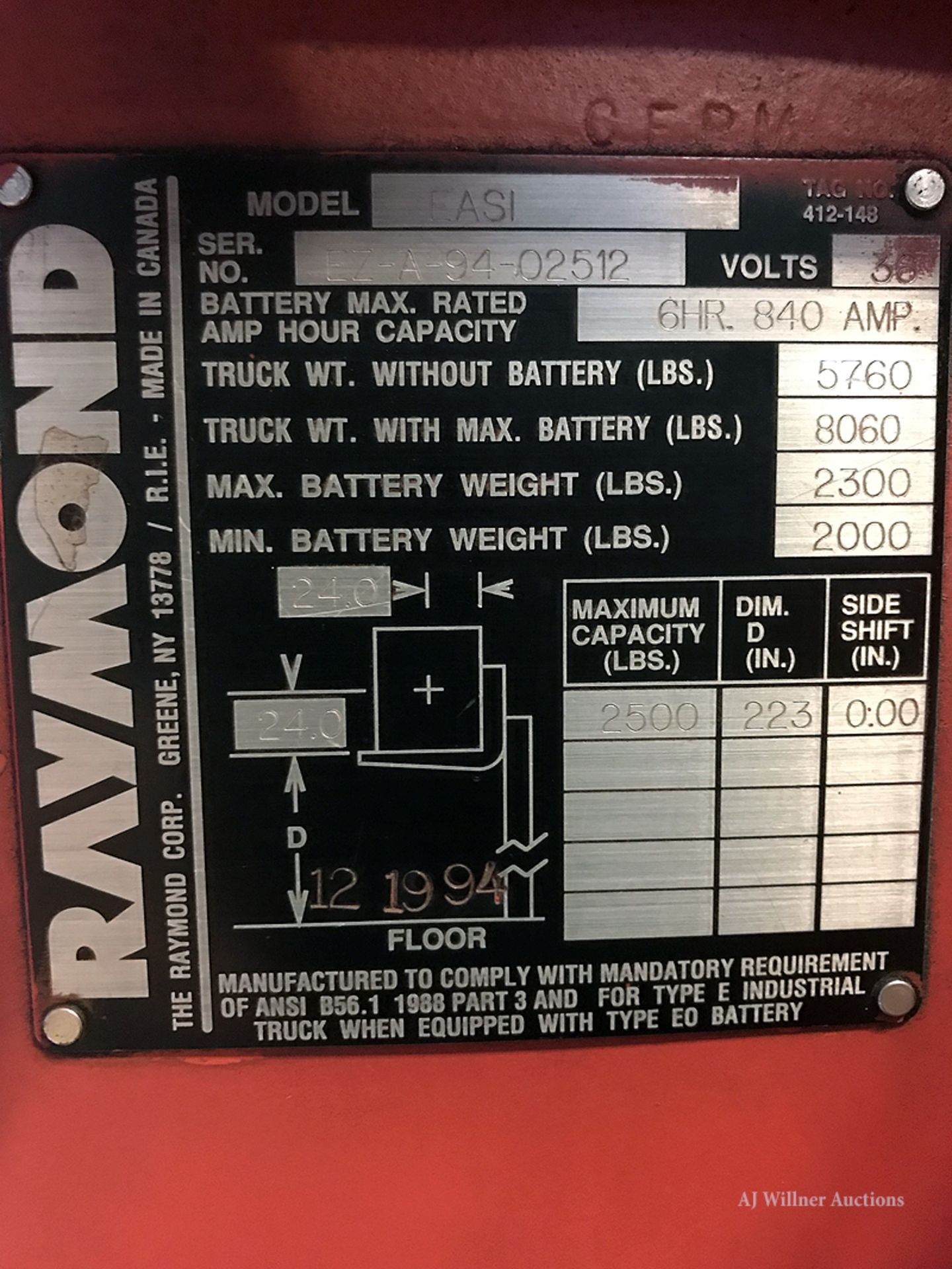 Raymond Model EASI, 2,500 lbs. Cap, Reach Truck - Image 3 of 4