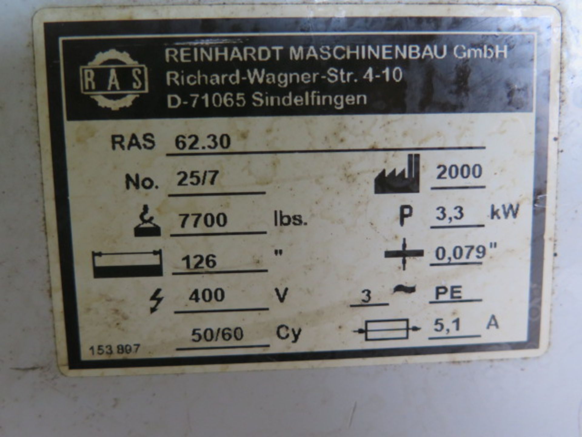 RAS Reinhardt mdl. RAS 62.30 TURBObend PLUS CNC Electric Swivel Folding Machine s/n 25/7 w/ RAS - Image 8 of 14