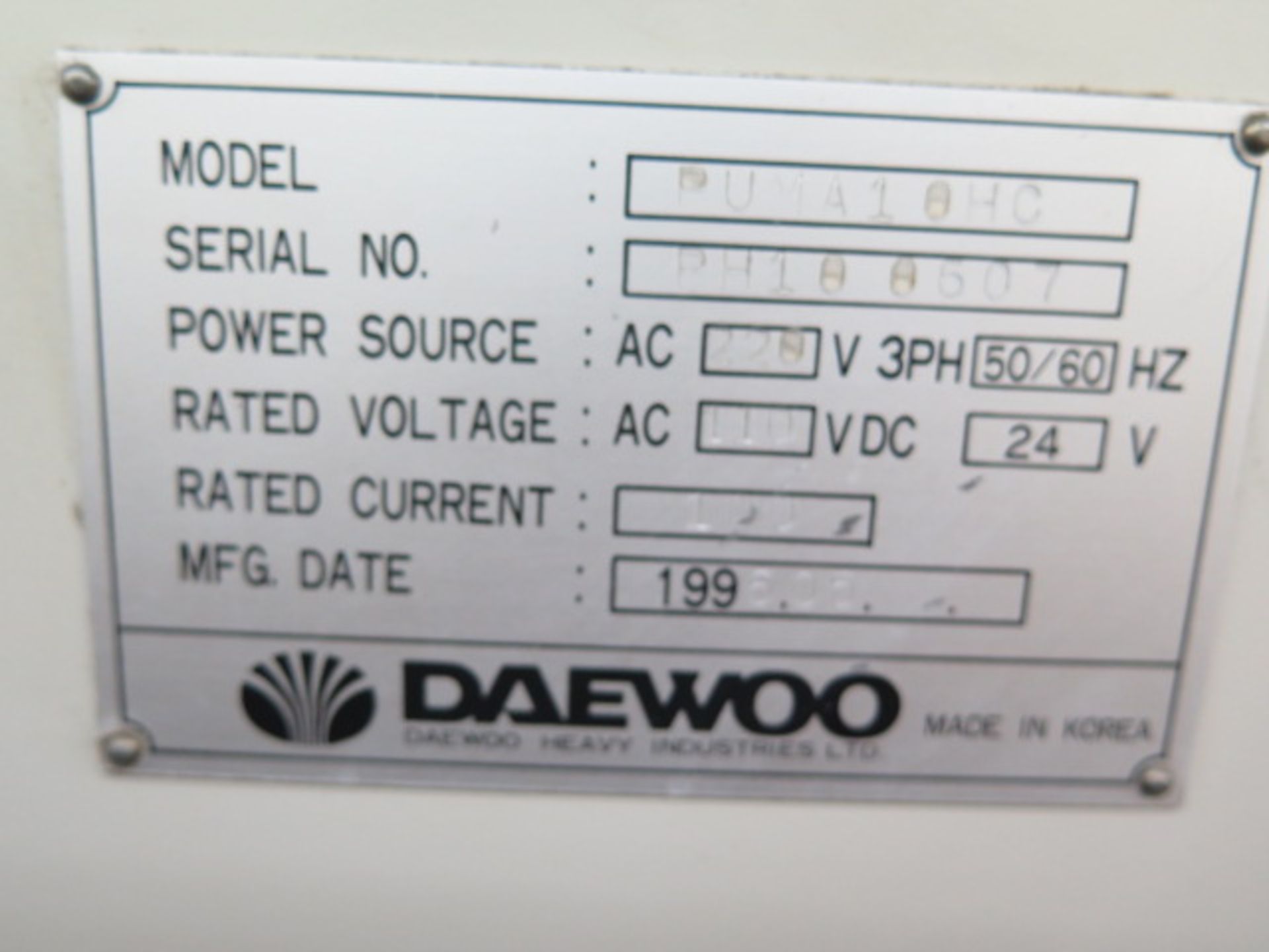 1996 Daewoo PUMA10HC CNC Turning Center s/n PH100607 w/ Fanuc Series 0-T Controls, Tool Presetter, - Image 10 of 10