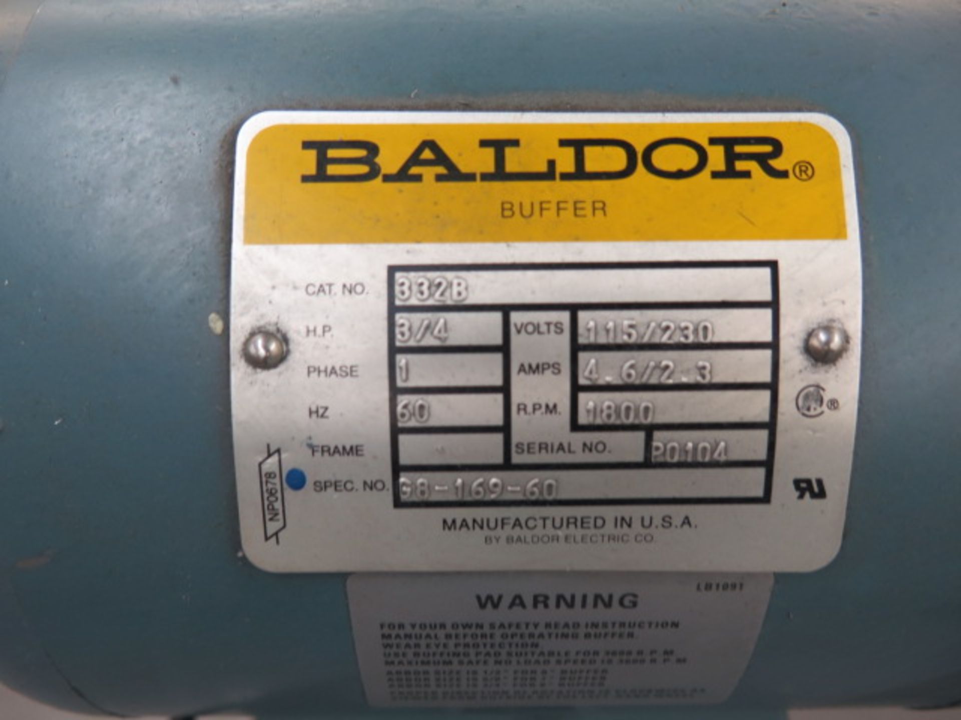 Baldor 3/4Hp Pedestal Buffer - Image 3 of 3