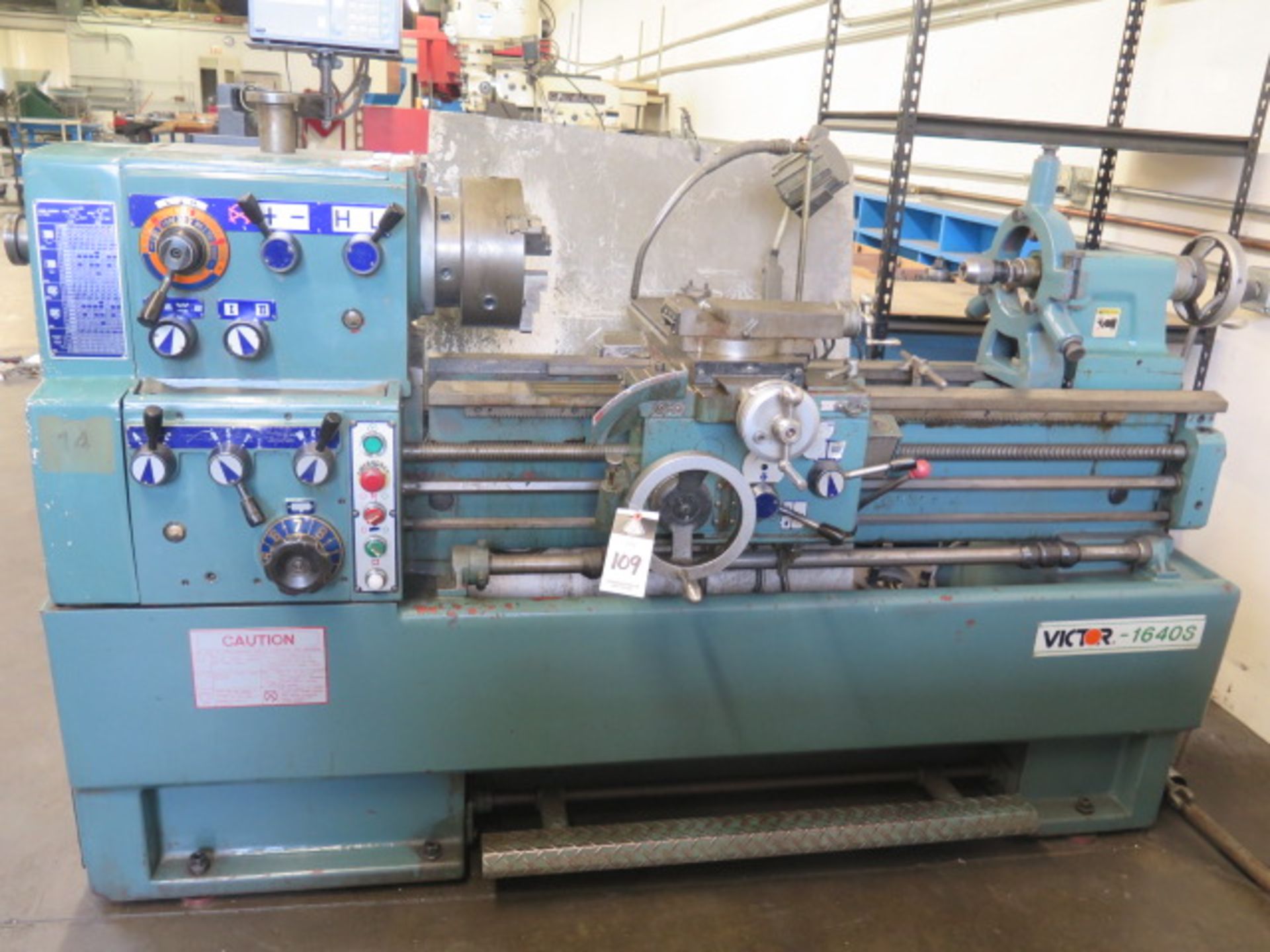 Victor mdl. 1640S 16” x 40” Geared Head Gap Bed Lathe s/n S8405041 w/ Sony LH52 DRO, 30-2000 RPM,