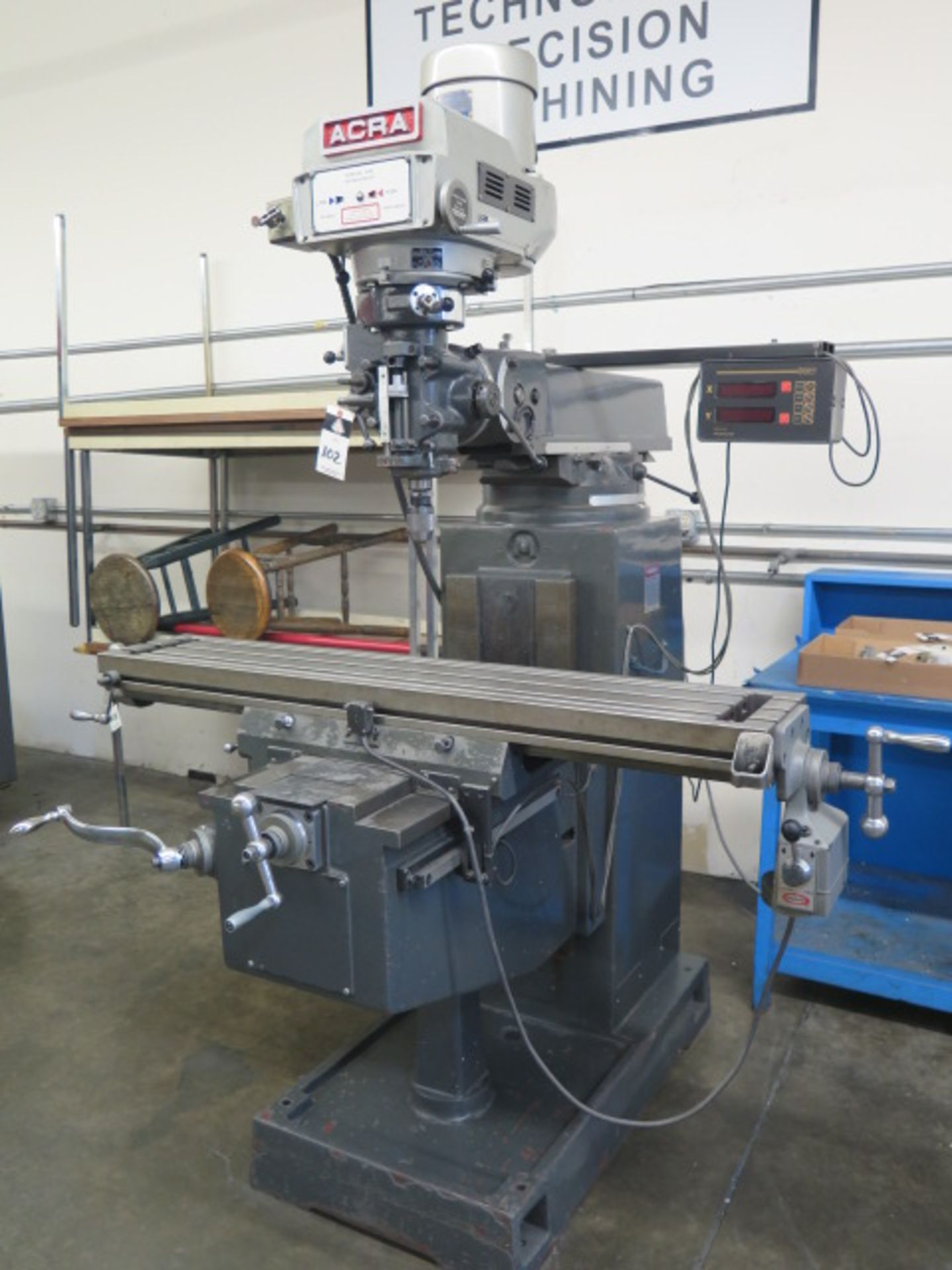 Acra WS-18VH Vertical Mill s/n 802062 w/ Sargon DRO, 3Hp Motor, 70-4200 Dial Change RPM, R8 Spindle,