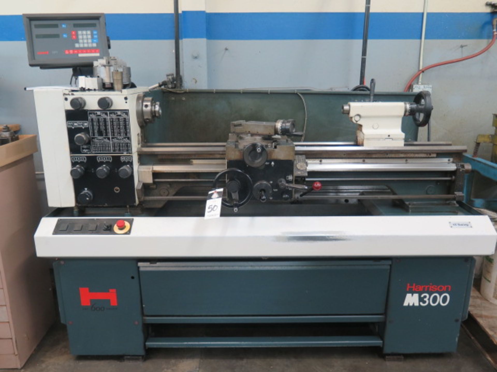 Harrison M300 13” x 42” Geared Head Lathe s/n 302181-16816 w/ Newall DP7 Programmable DRO