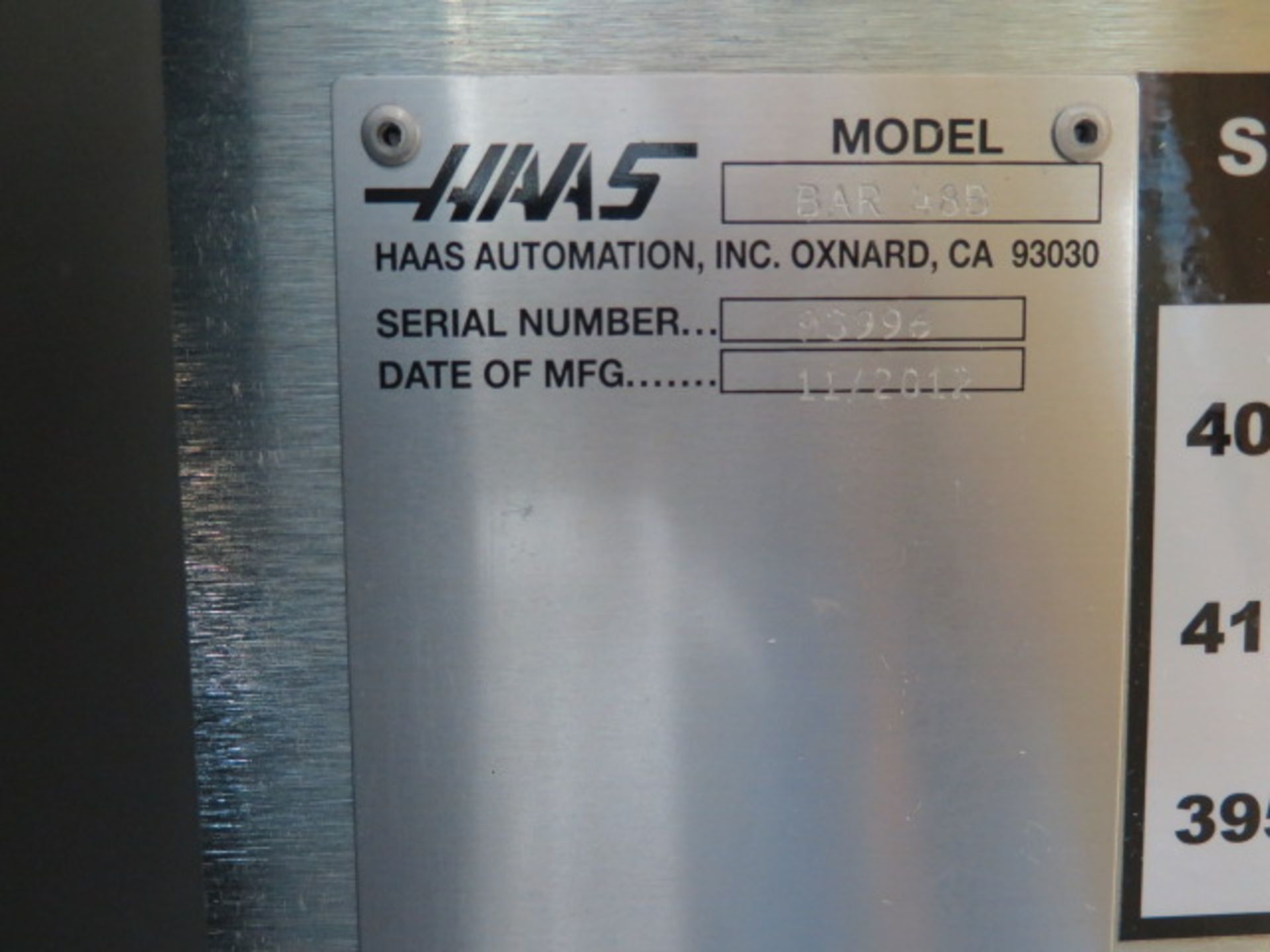 Haas “Servo Bar 300” mdl. BAR 4SB 3” Cap Automatic Bar Loader / Feeder s/n 93996 - Image 8 of 8