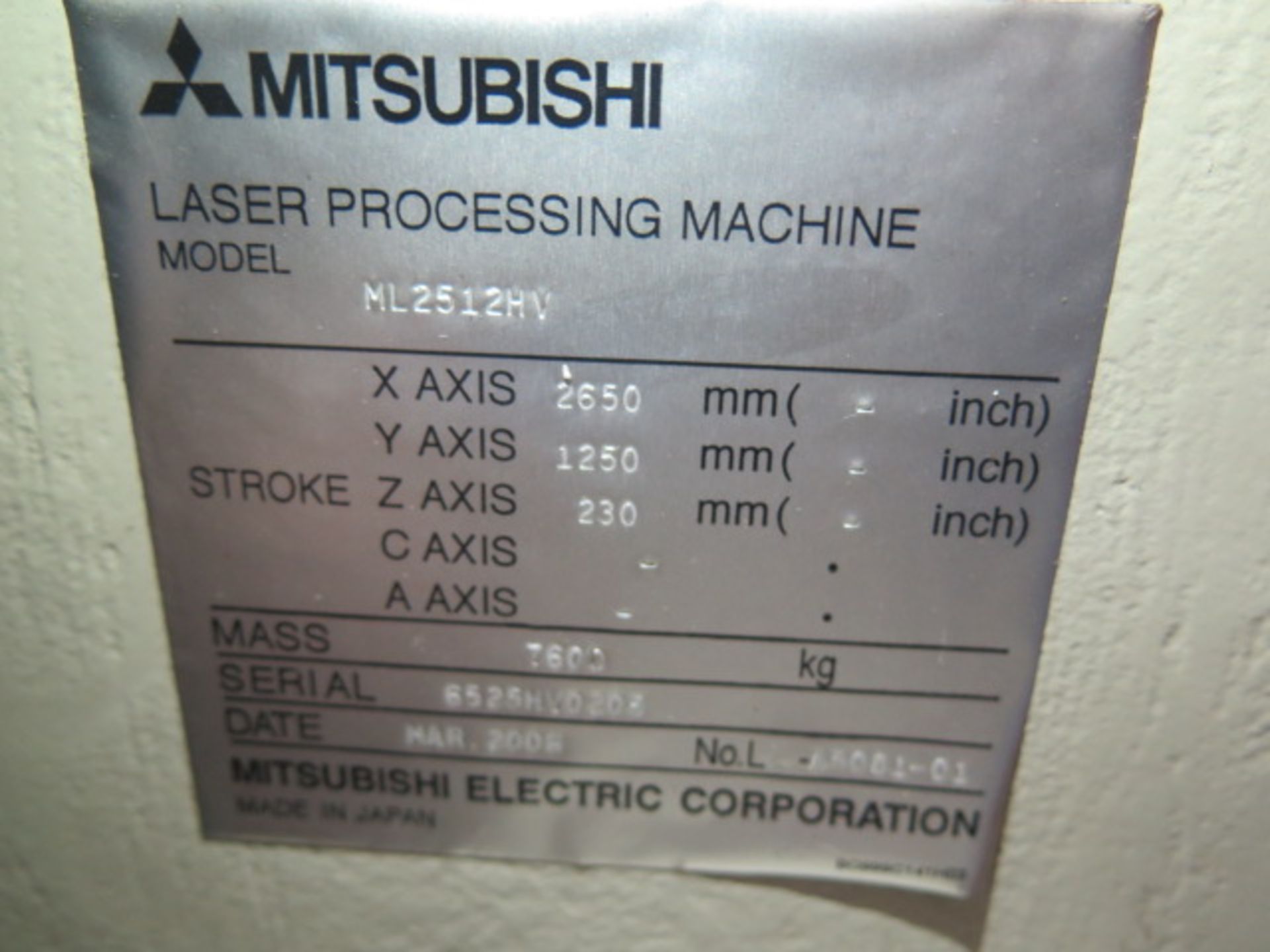 2006 Mitsubishi ML2512HV 4000 Watt CNC Laser Contour Machine s/n 6025HV0205 w/ Mitsubishi - Image 21 of 21