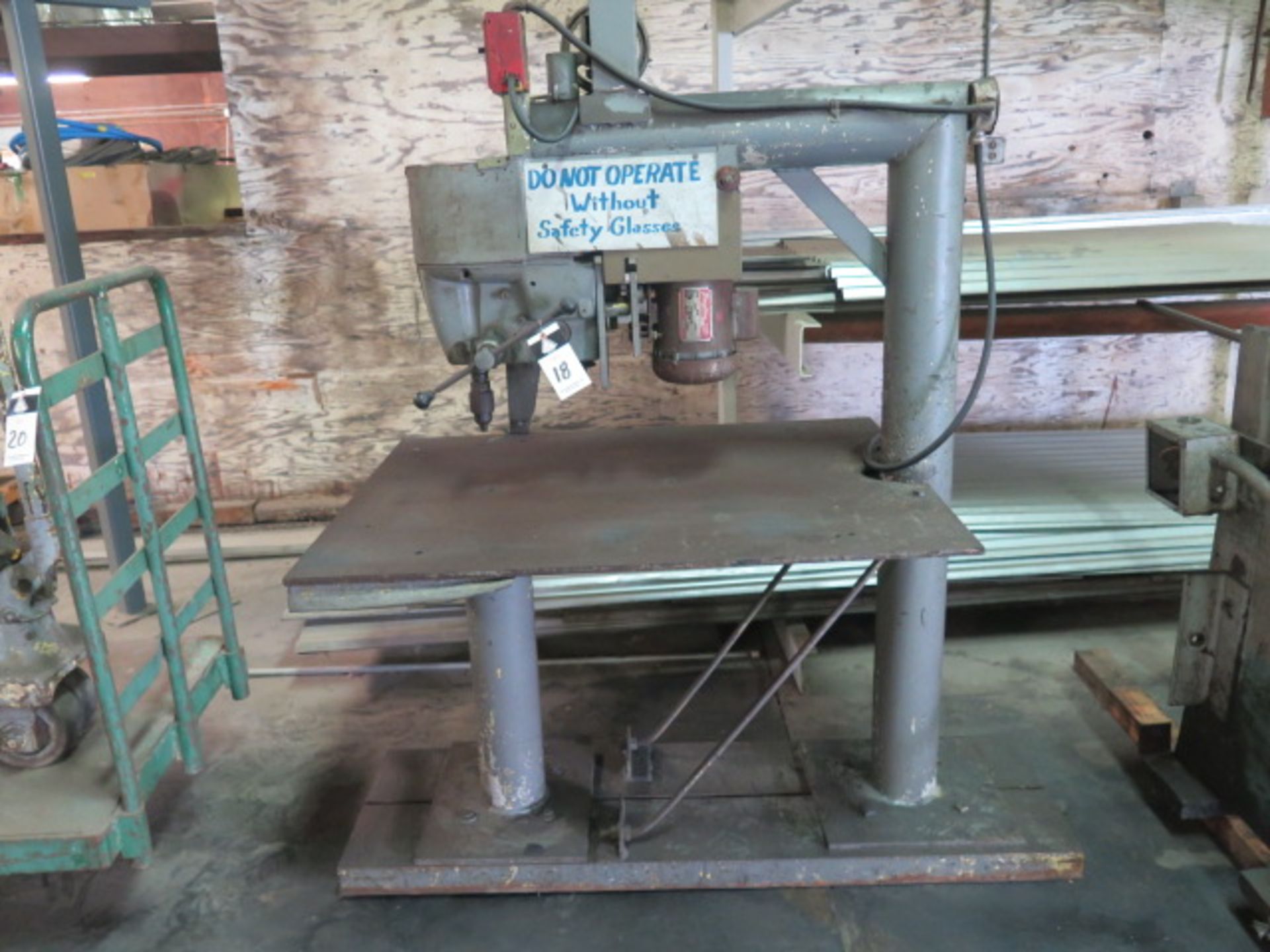 Custom Deep Throat Pedestal Drill Press w/ 31” Throat, 36” x 45” Table