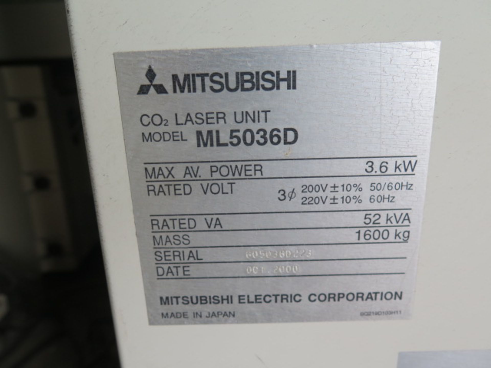 2000 Mitsubishi 2512 HDII 3000 Watt CNC Laser Contour Machine s/n 6025HDII046 w/ Mitsubishi LC20B - Image 12 of 18