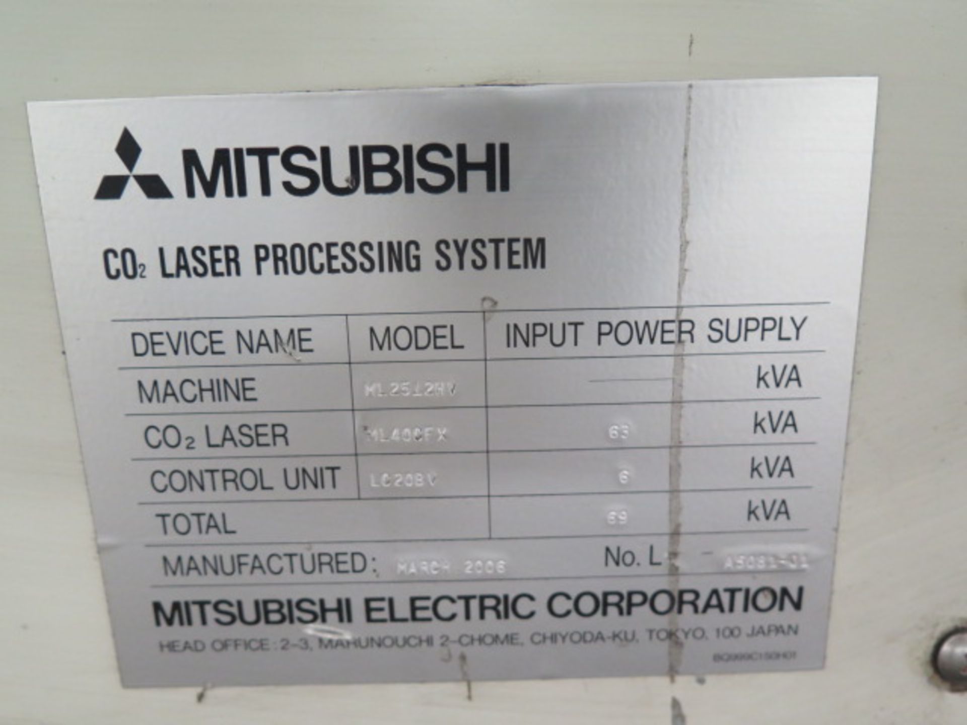 2006 Mitsubishi ML2512HV 4000 Watt CNC Laser Contour Machine s/n 6025HV0205 w/ Mitsubishi - Image 15 of 21