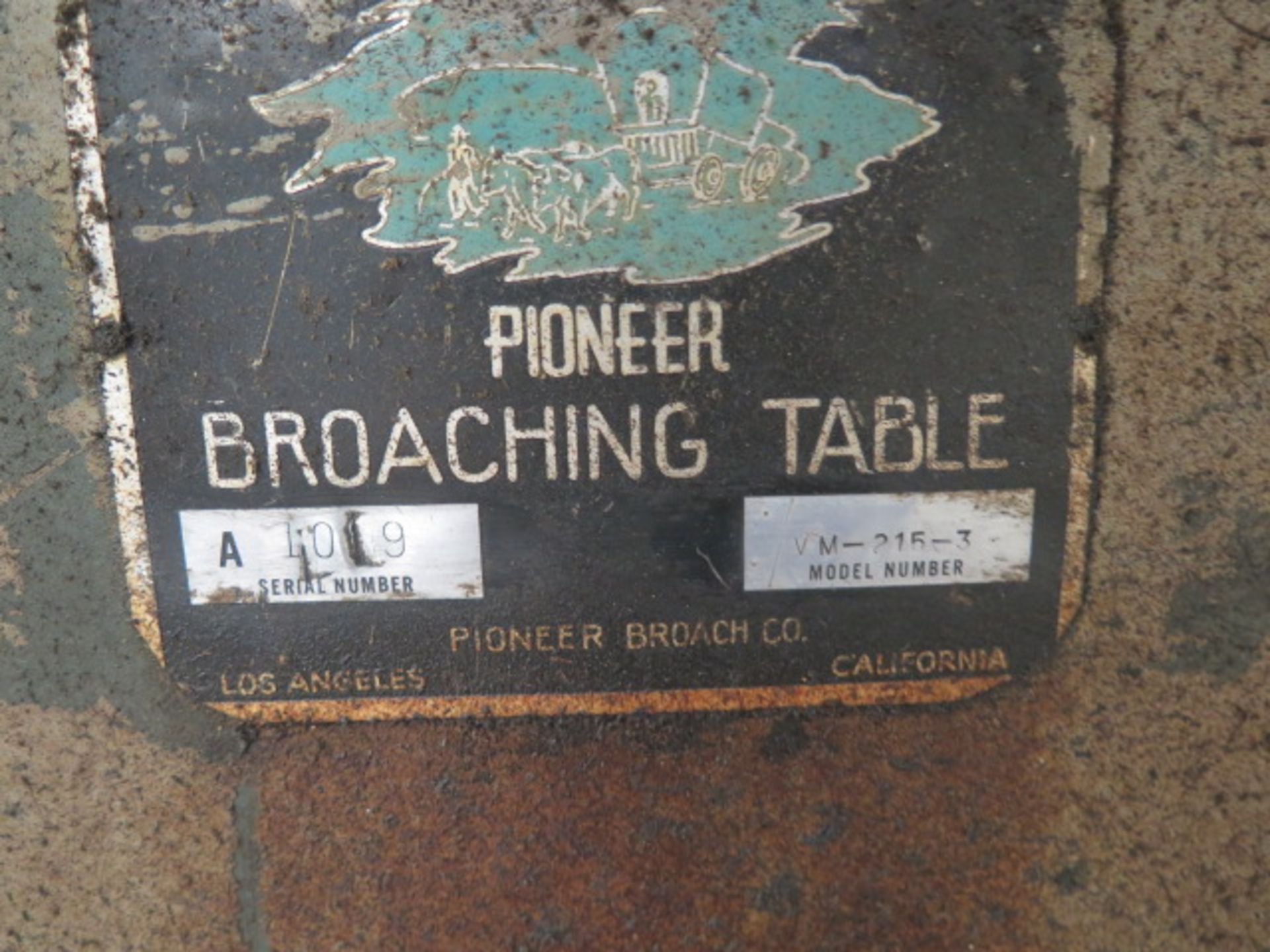 Pioneer Broach mdl. VM-215-3 Vertical Broaching Machine s/n A1019 w/ 11 ½” x 11 ½” Table, Coolant - Image 7 of 7