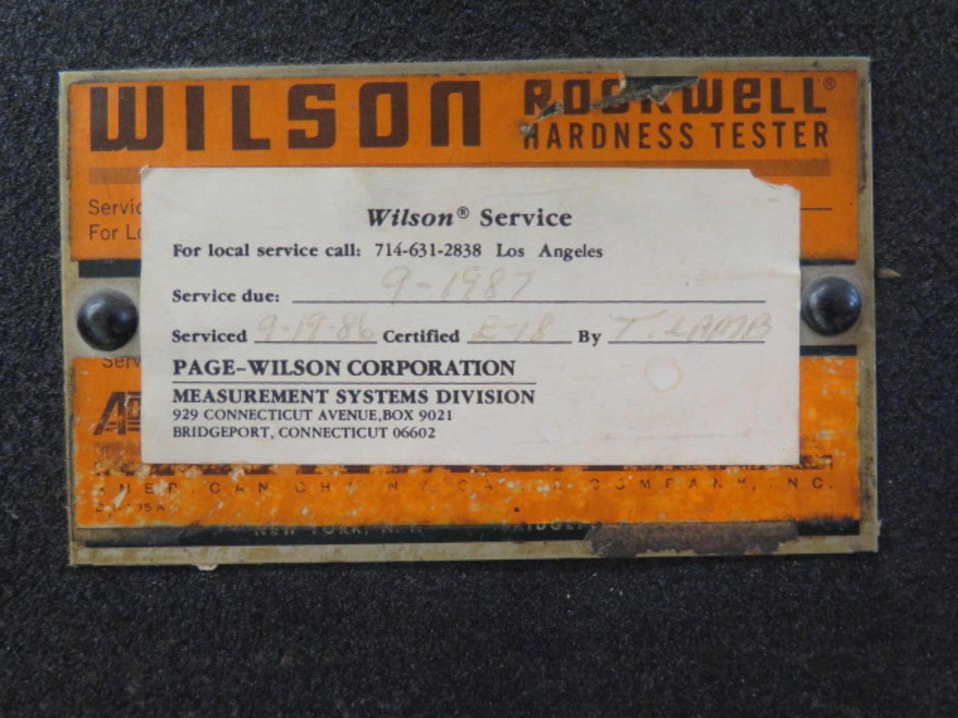 Wilson mdl. 1JS Rockwell Hardness Tester s/n 861 w/ Stand - Image 5 of 5