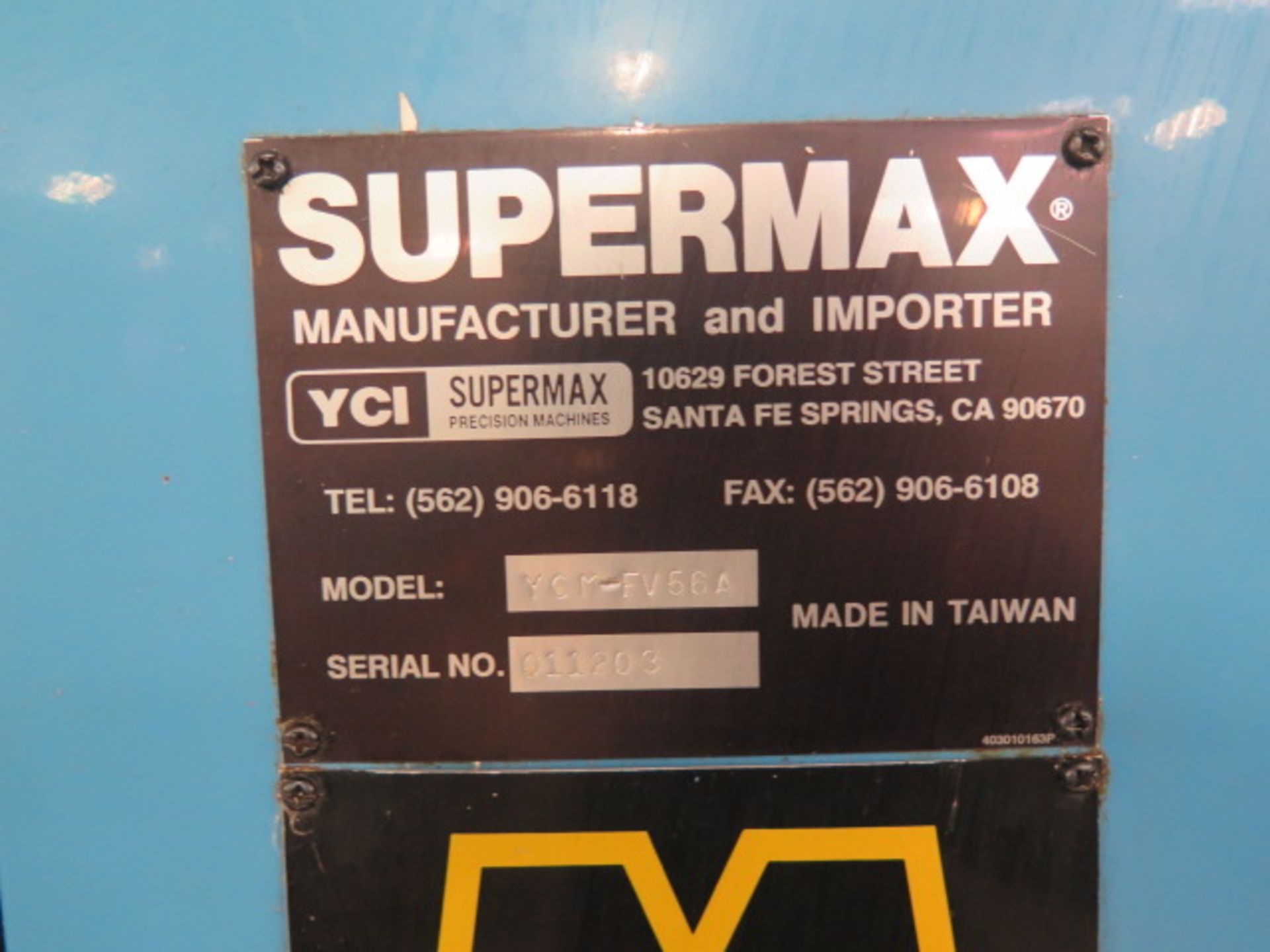 2001 Supermax FV56A 2-Pallet CNC Vertical Machining Center s/n 011203 w/ Fanuc Series 18-M Controls, - Image 13 of 13