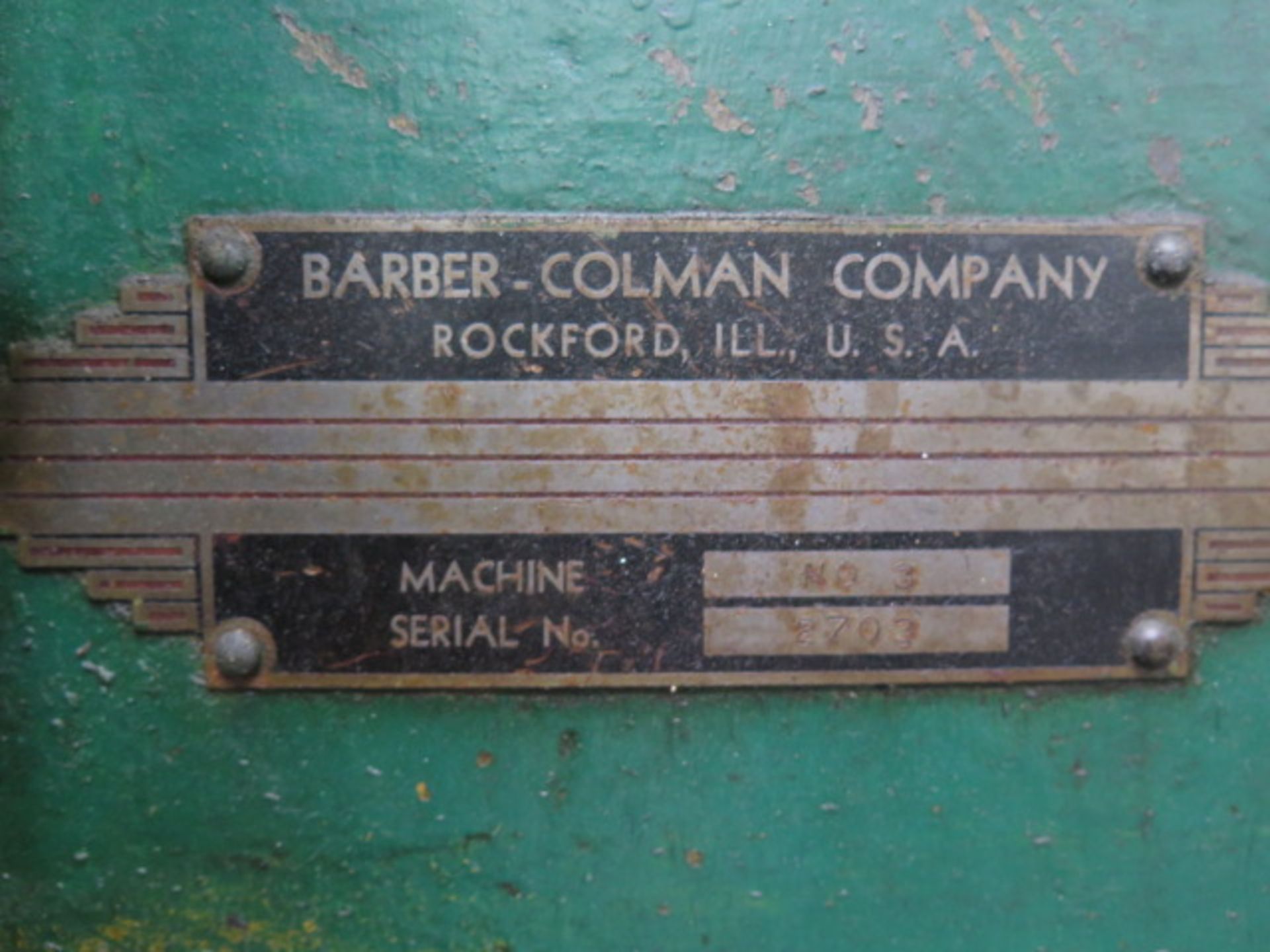 Barber Colman No. 3 Gear Hobber s/n 2703 - Image 5 of 5