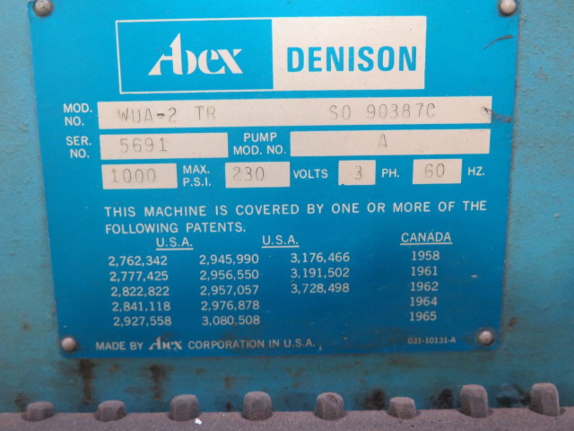 Abex / Denison Multipress mdl. WUA-2 TR 2-Ton Cap Hydraulic Press w/ Light Curtain - Image 6 of 6