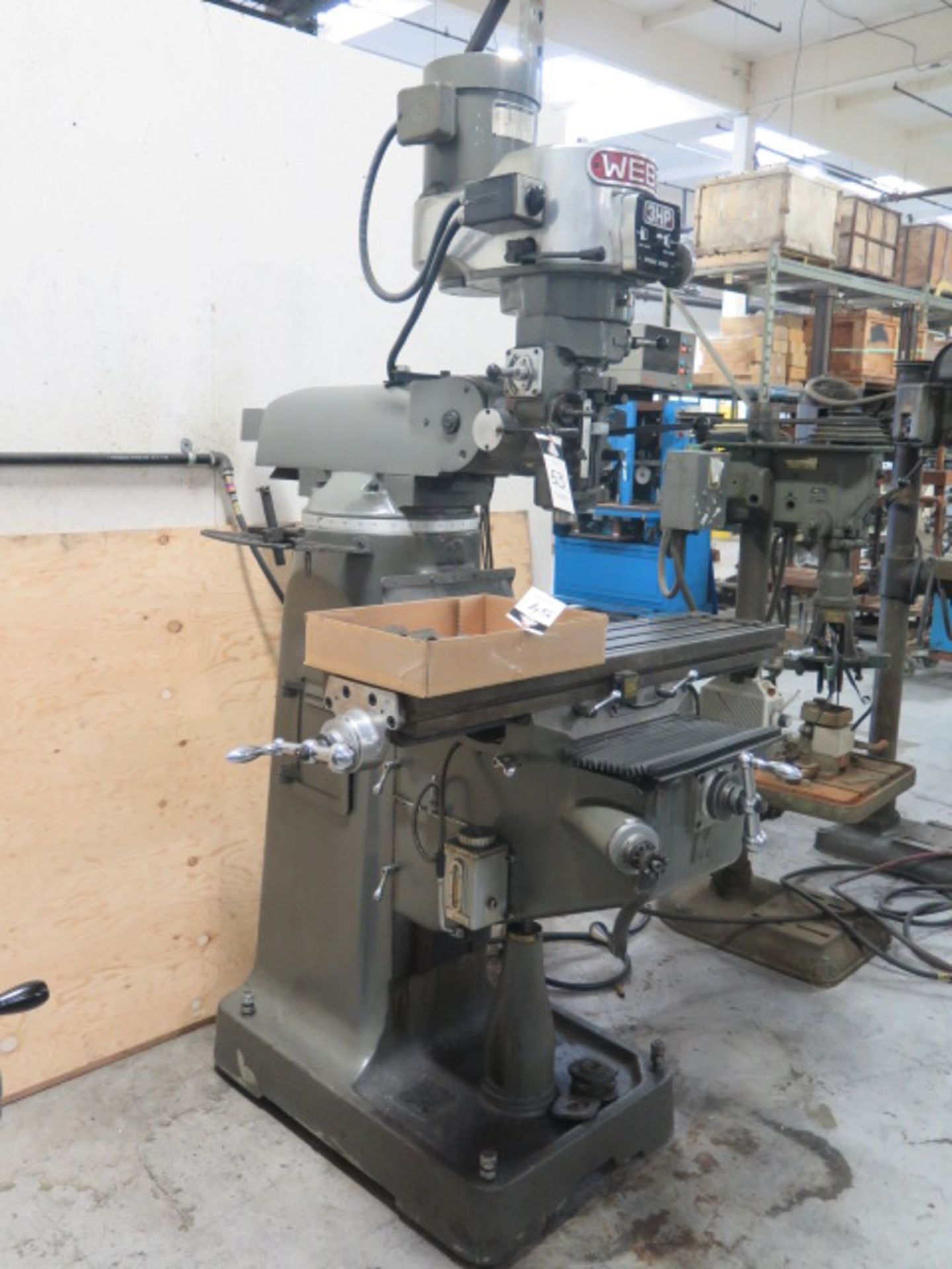 Webb Vertical Mill w/ Mitutoyo DRO, 3Hp Motor, 60-4200 Dial RPM, Chrome Ways, Power Feed, 9” x 42” - Image 2 of 7