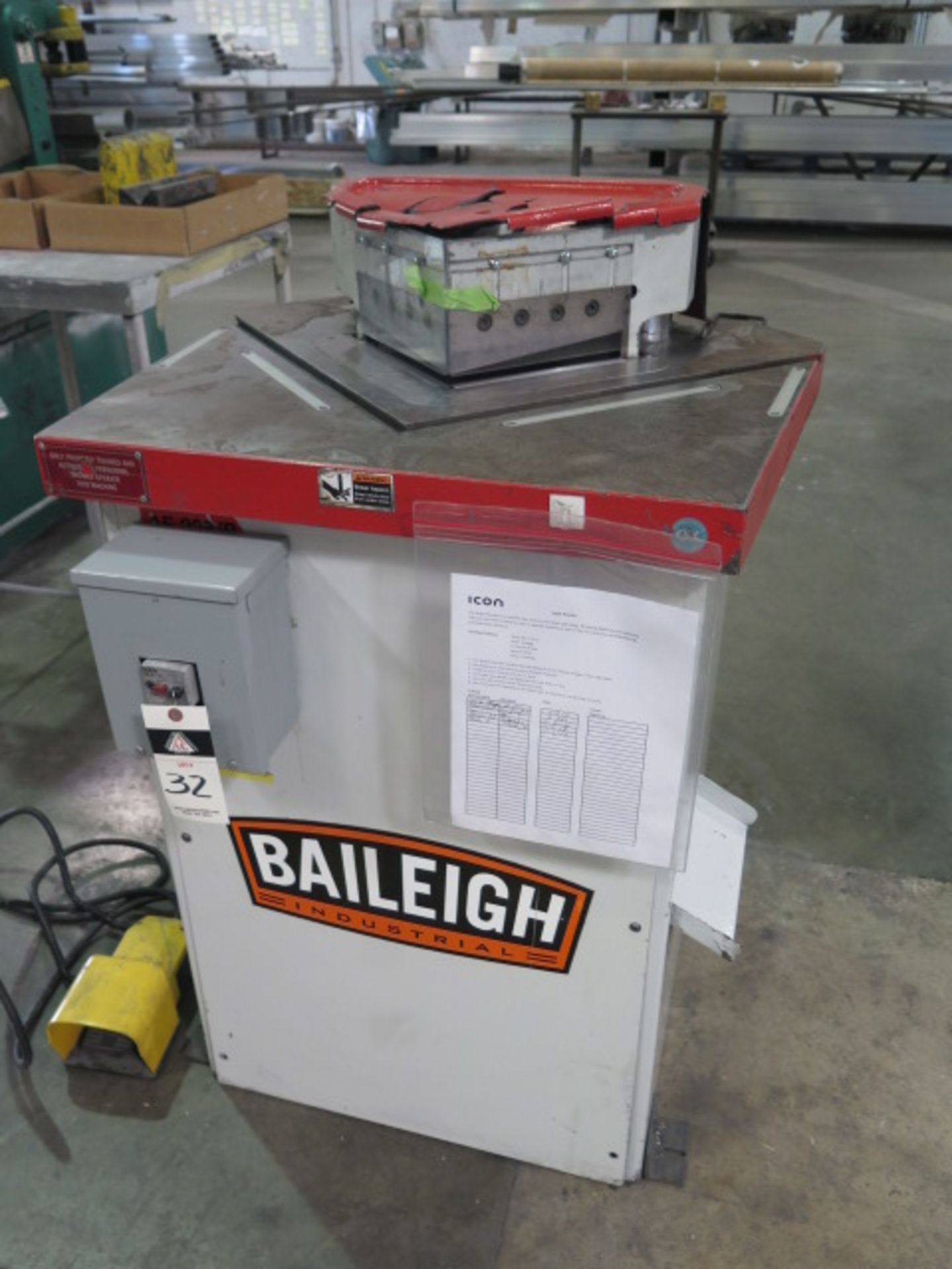 2007 Baileigh AF-B Type 226 8 5/8” x 8 5/8” Power Corner Notcher s/n C3285 w/ Fence