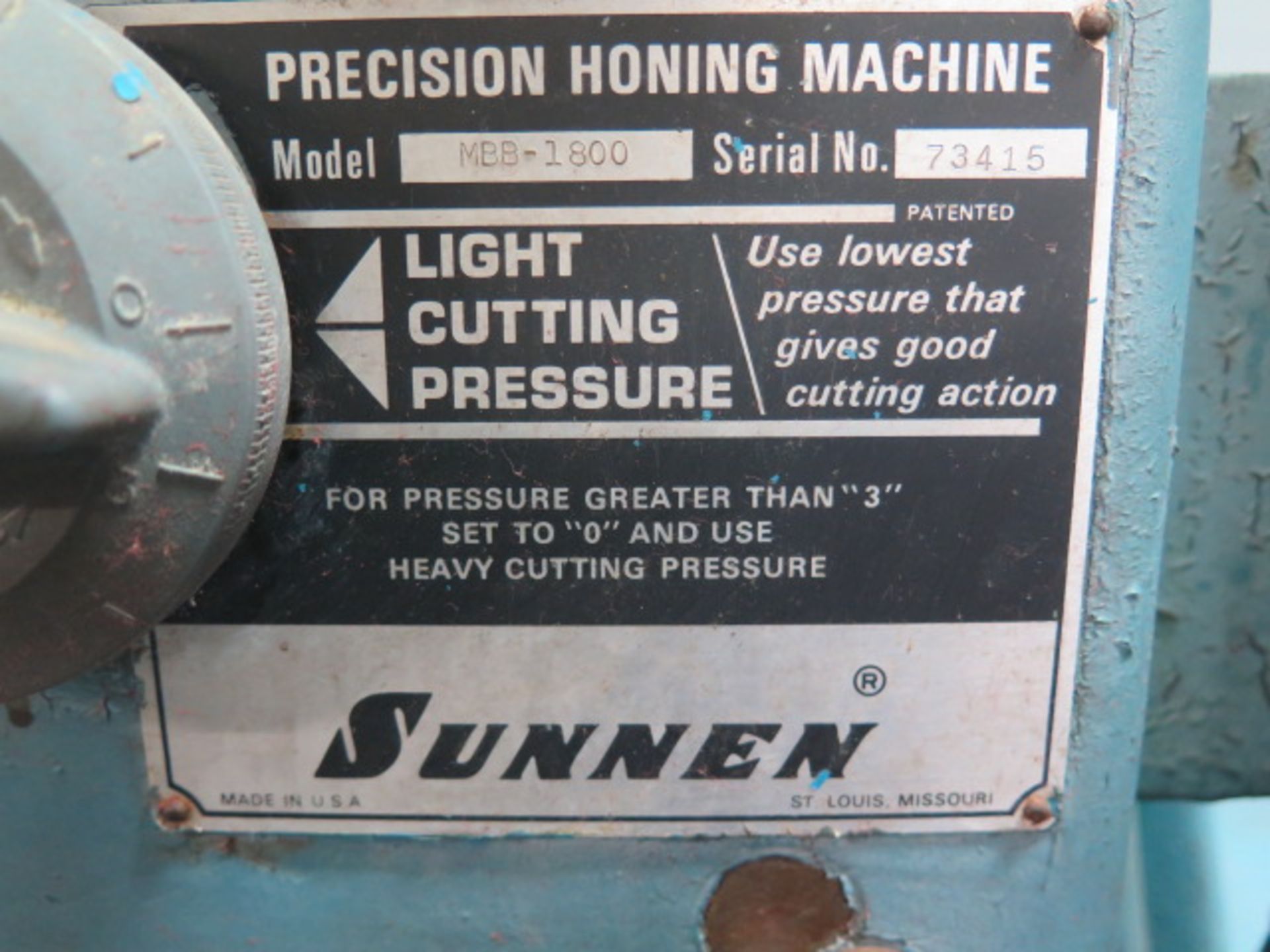 Sunnen mdl. MBB-1800 Automatic Precision Honing Machine s/n 73415 w/ Power Stroke Unit, 12-Speeds, - Image 8 of 8