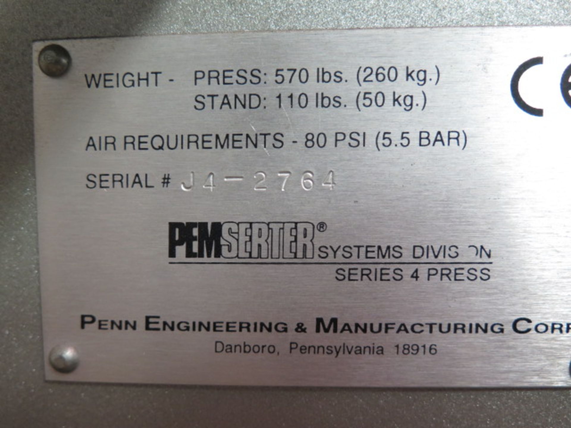 PemSerter Series 4 6 Ton x 18” Hardware Insertion Press s/n J4-2764 w/ Tooling - Image 9 of 9