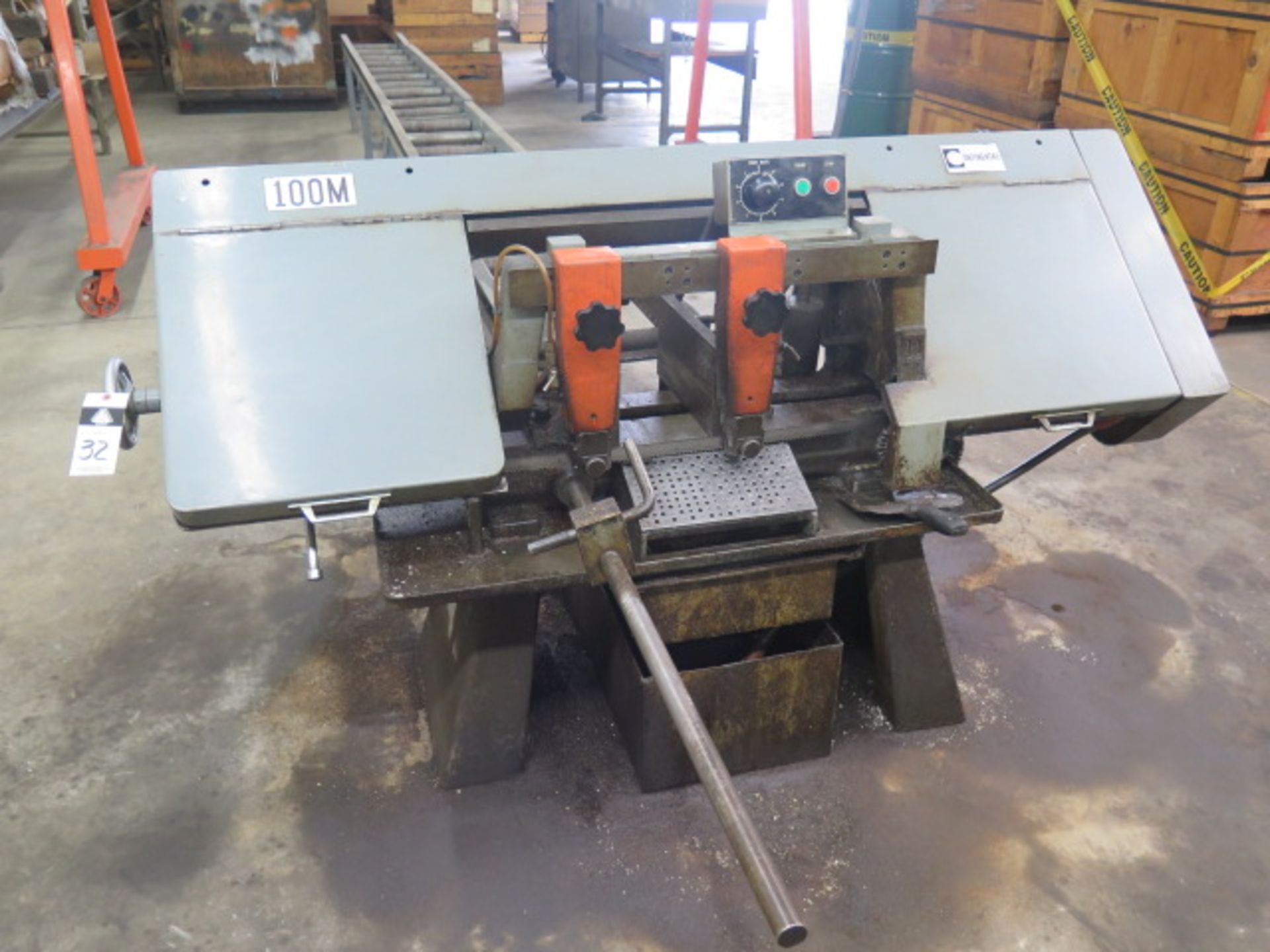 Continental mdl. 100M 10” Horizontal Band Saw w/ Manual Clamping, Stop, Coolant, Conveyor