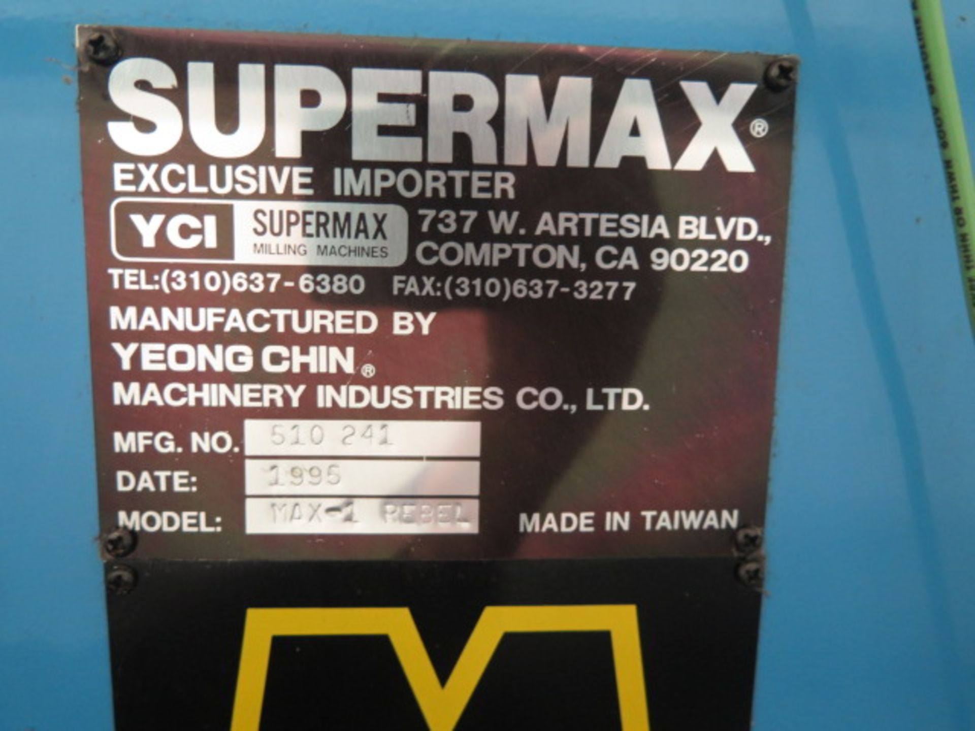 1995 Supermax MAX-1 REBEL CNC Vertical Machining Center s/n 510241 w/ Fanuc Series 0-M Controls, - Image 12 of 12