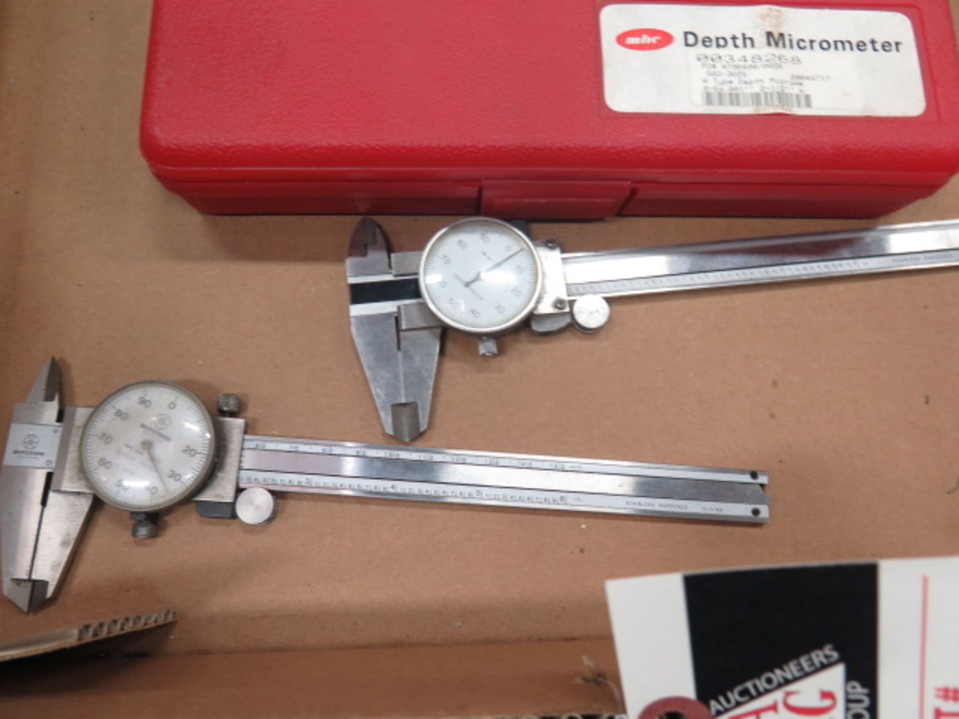 Mitutoyo and Import 6” Dial Calipers, MHC Depth Mic - Image 2 of 3