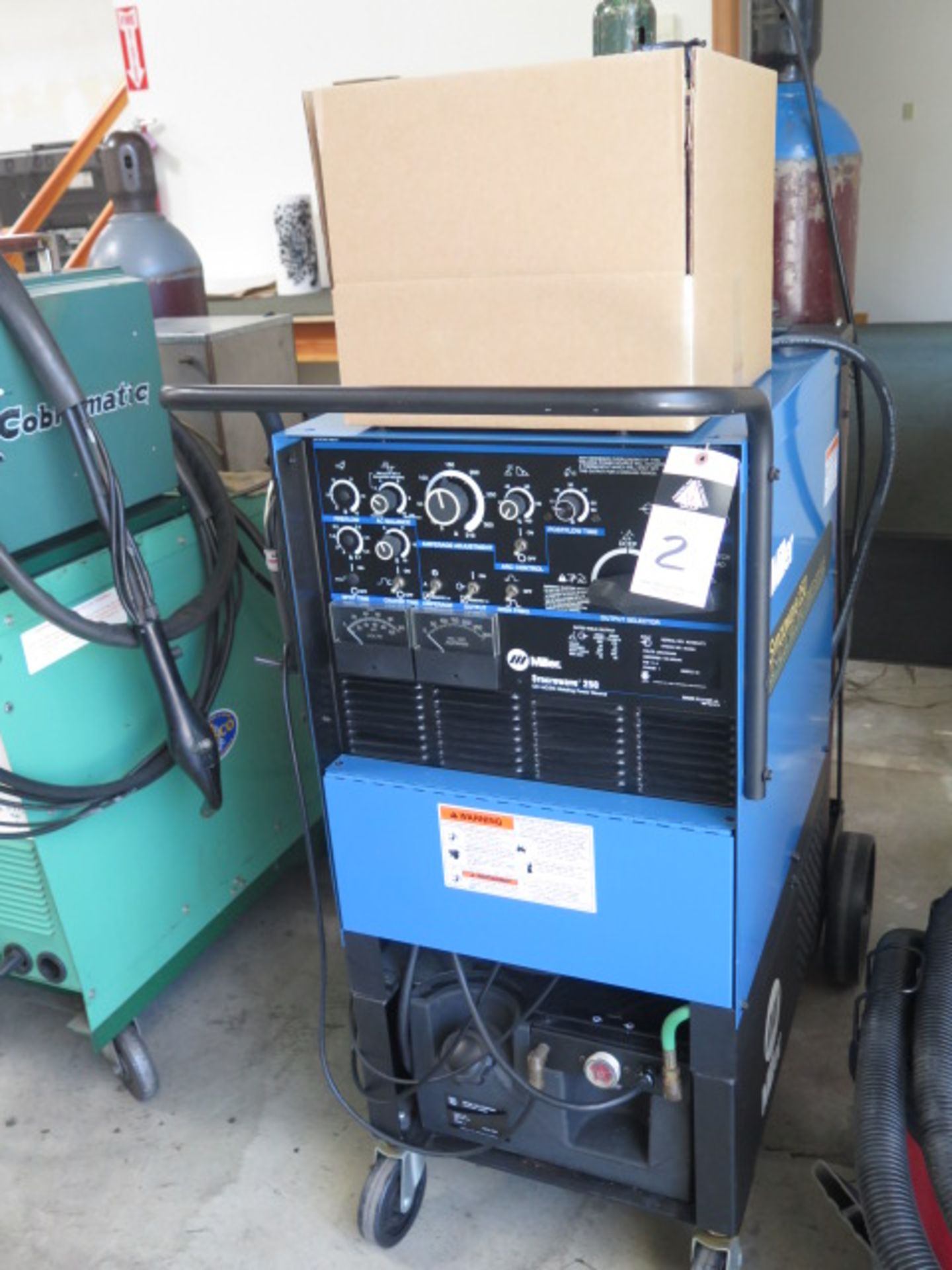 Miller Syncrowave 250 CC-AC/DC Arc Welding Power Source s/n KH483472 w/ Cooler Cart, Tanks and