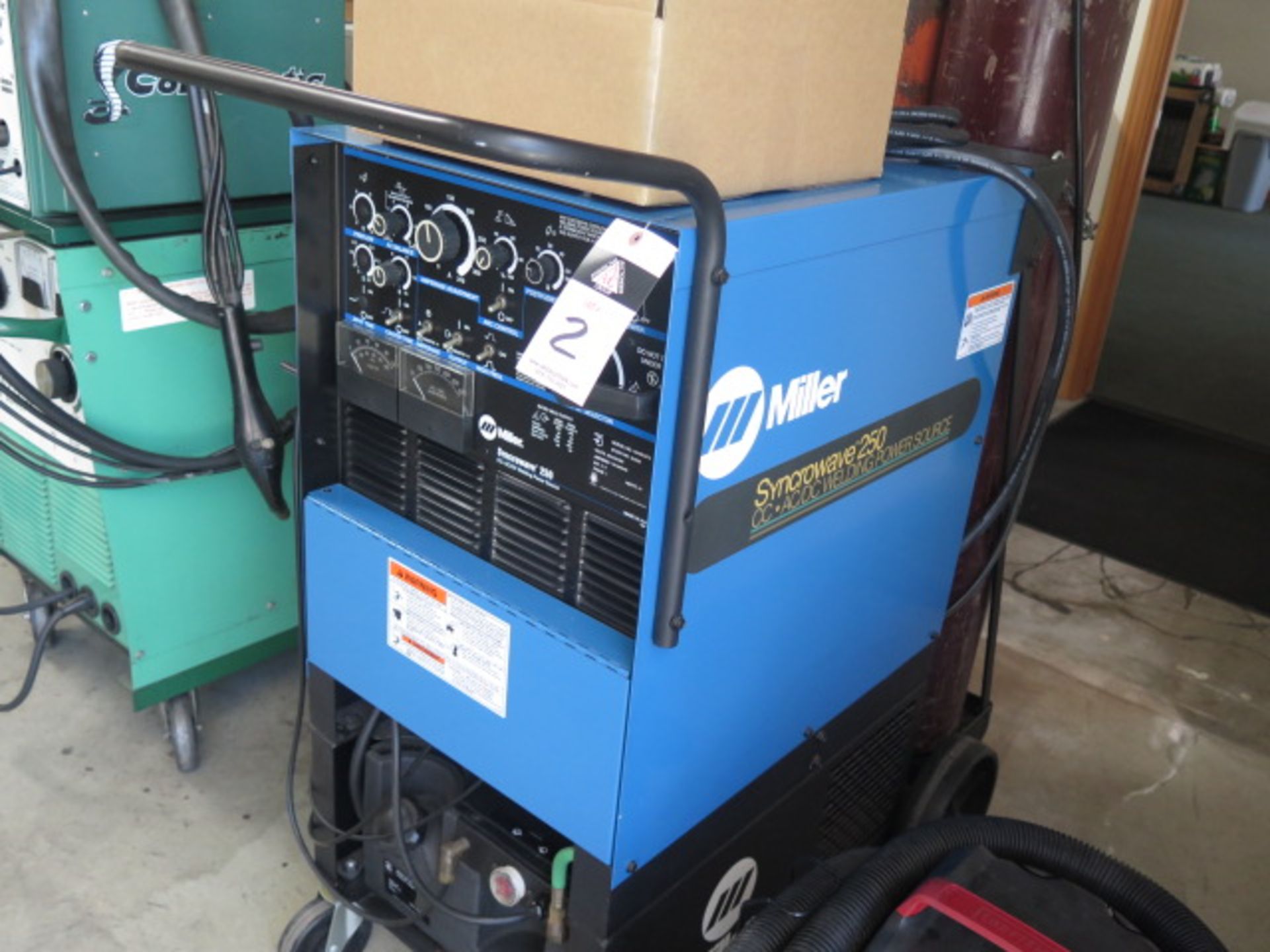 Miller Syncrowave 250 CC-AC/DC Arc Welding Power Source s/n KH483472 w/ Cooler Cart, Tanks and - Image 2 of 6