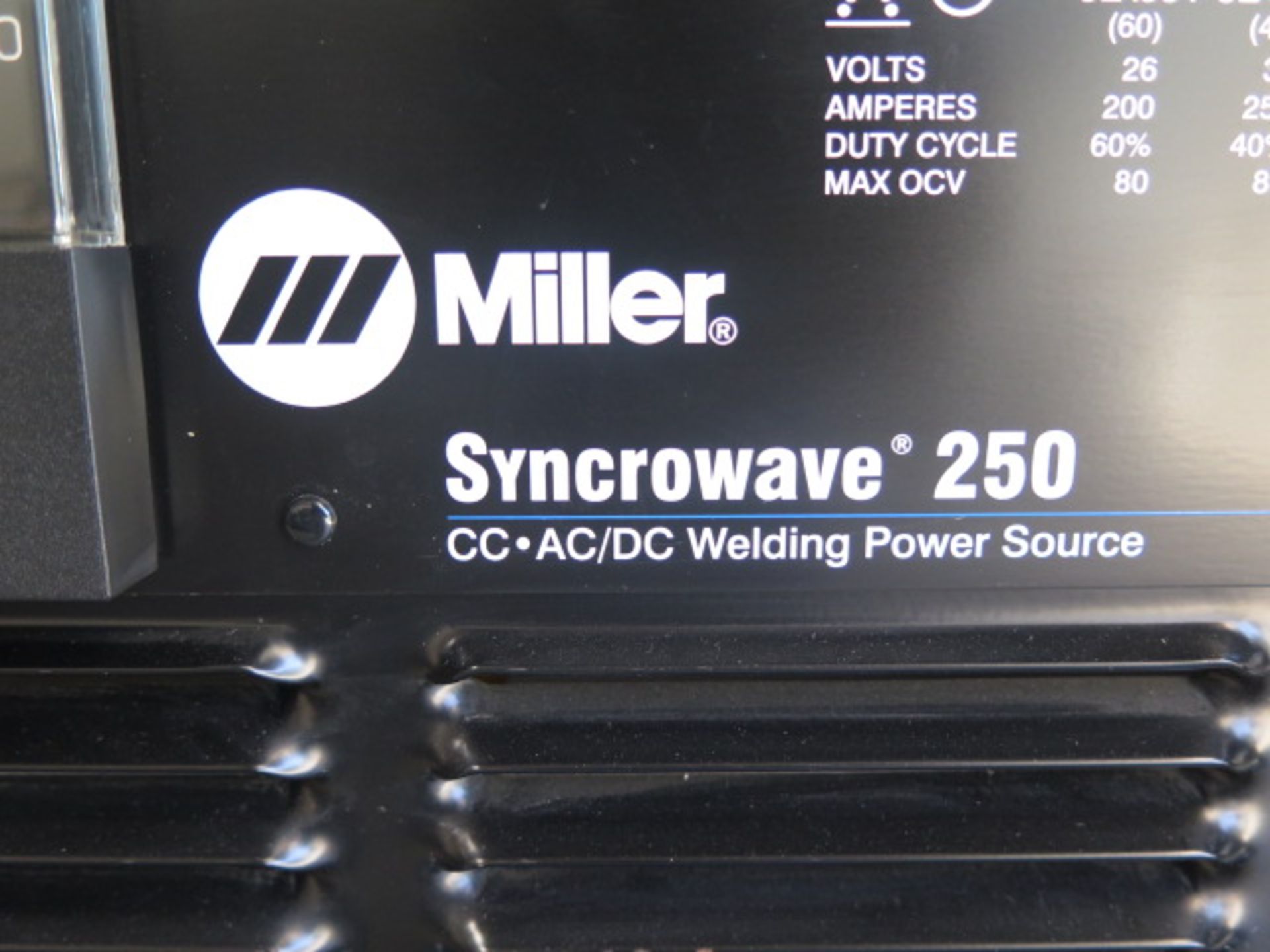 Miller Syncrowave 250 CC-AC/DC Arc Welding Power Source s/n KH483472 w/ Cooler Cart, Tanks and - Image 5 of 6