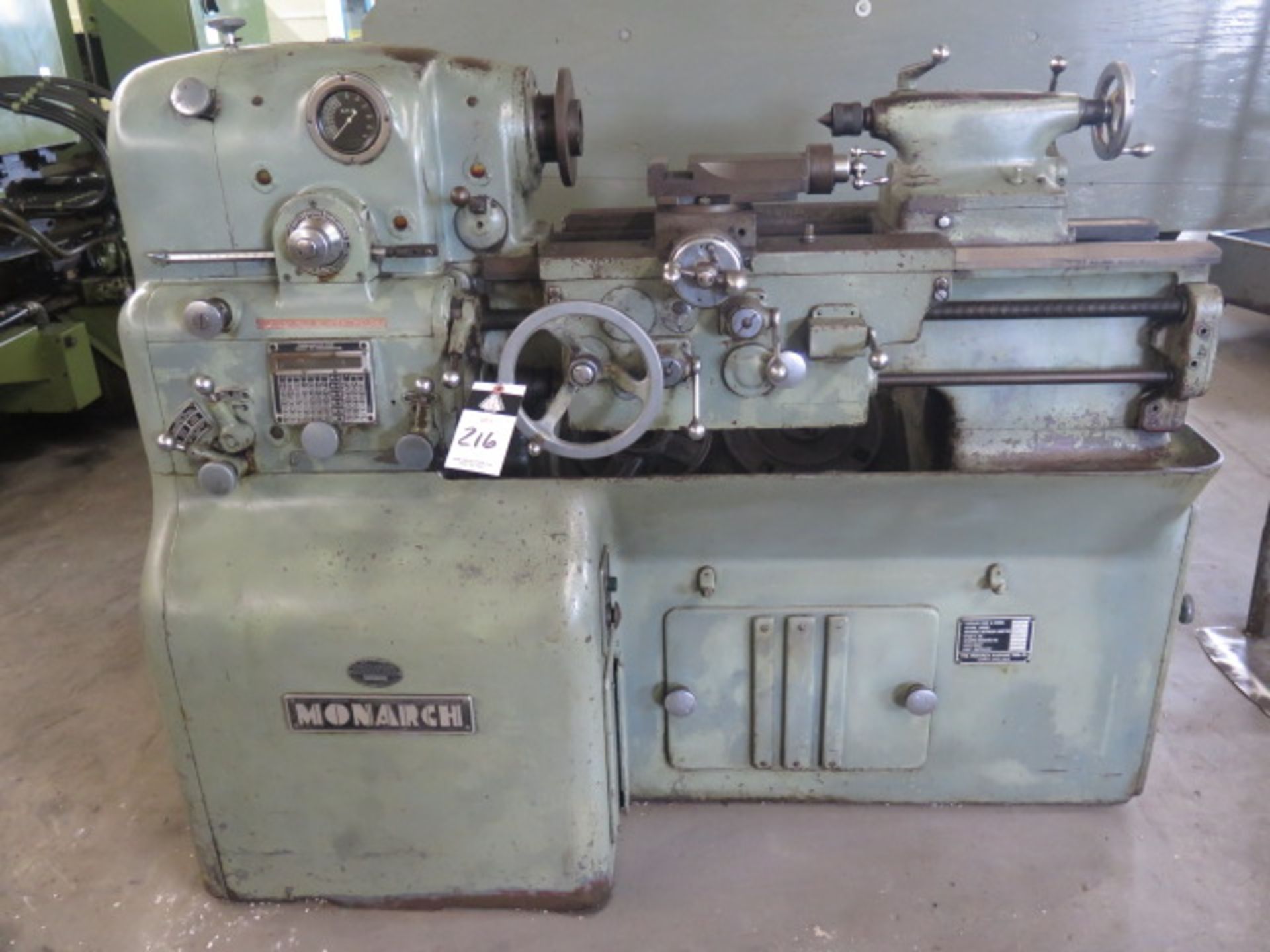 Monarch mdl. 10EE 12 ½” x 20” Tool Room Lathe s/n 28905 w/ 2500 Max RPM, Dial RPM Gage, Inch