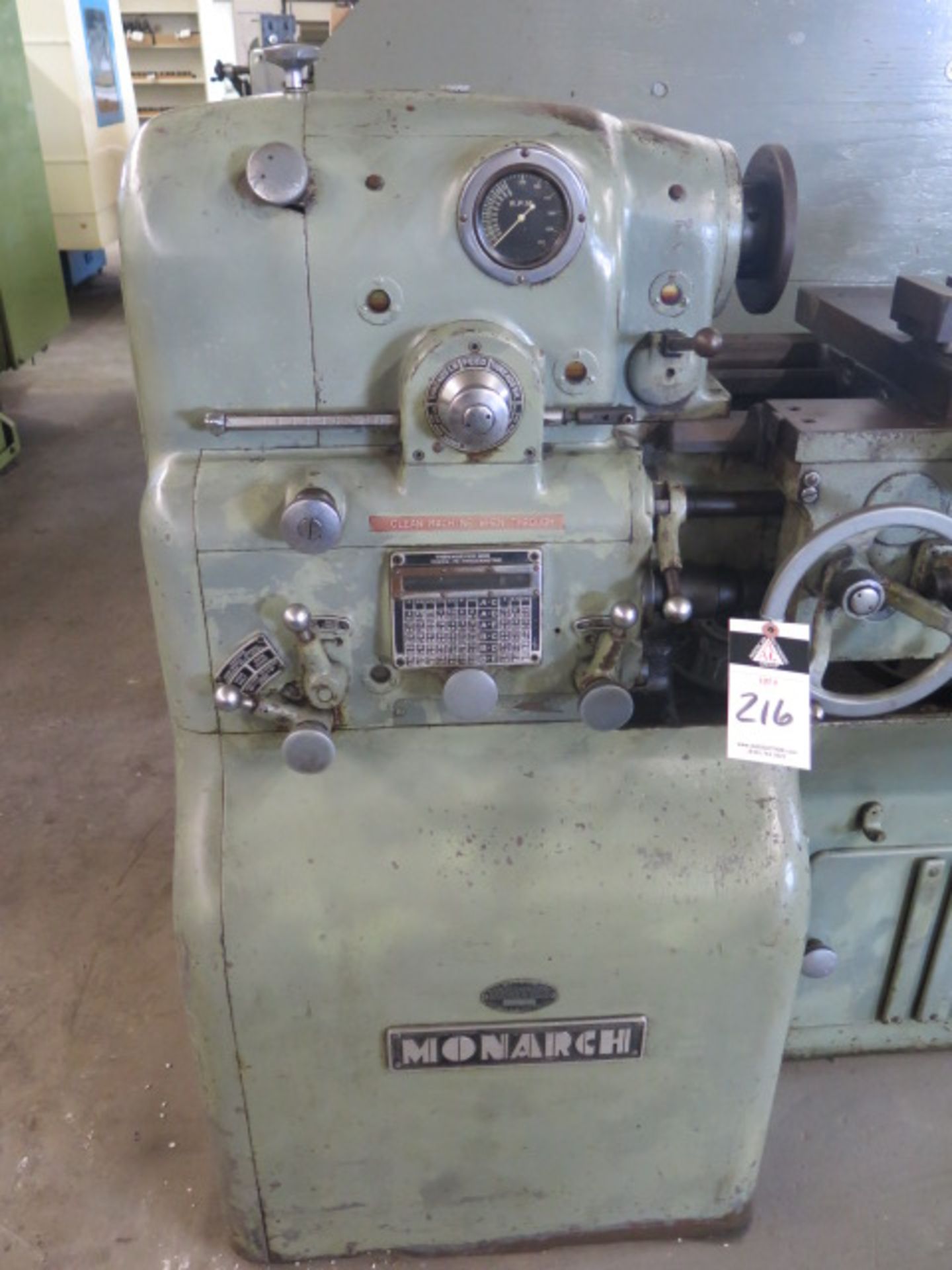 Monarch mdl. 10EE 12 ½” x 20” Tool Room Lathe s/n 28905 w/ 2500 Max RPM, Dial RPM Gage, Inch - Image 5 of 9