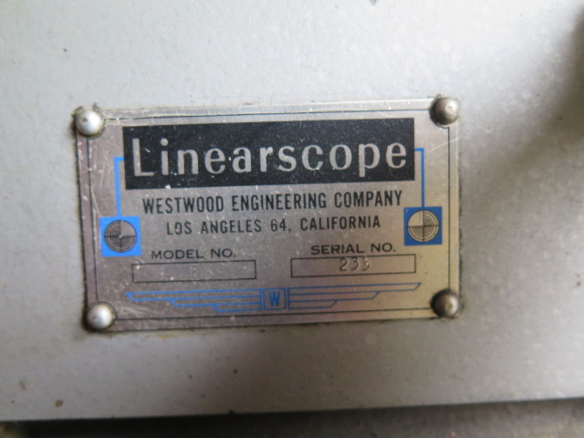 Westwood Eng. mdl. E “Linearscope” Toolmakers Microscope s/n 233 w/ 6” x 20” Table - Image 3 of 3