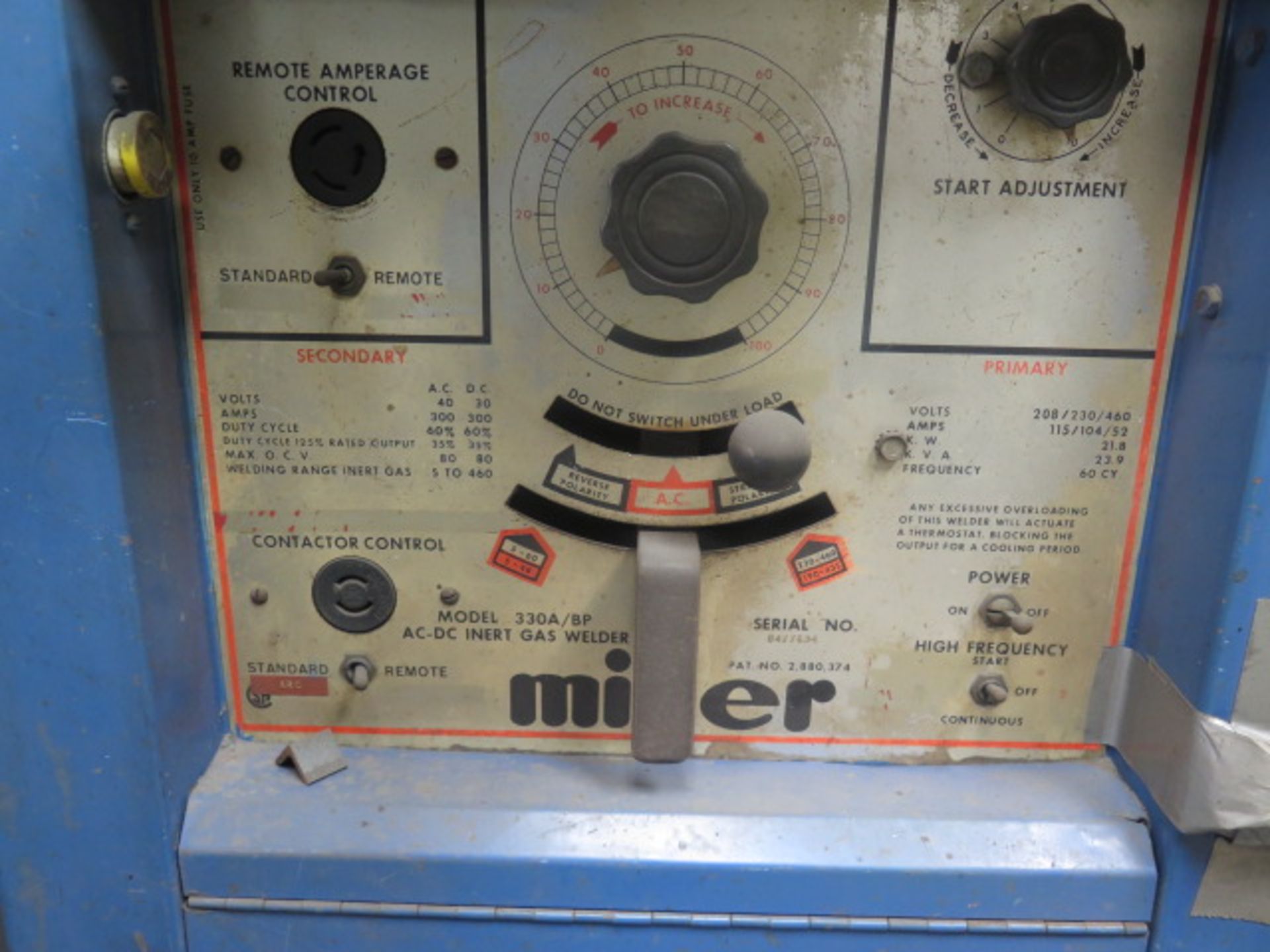 Miller 330A/BP AC-DC Inert Gae Welder s/n U477634 - Image 3 of 3