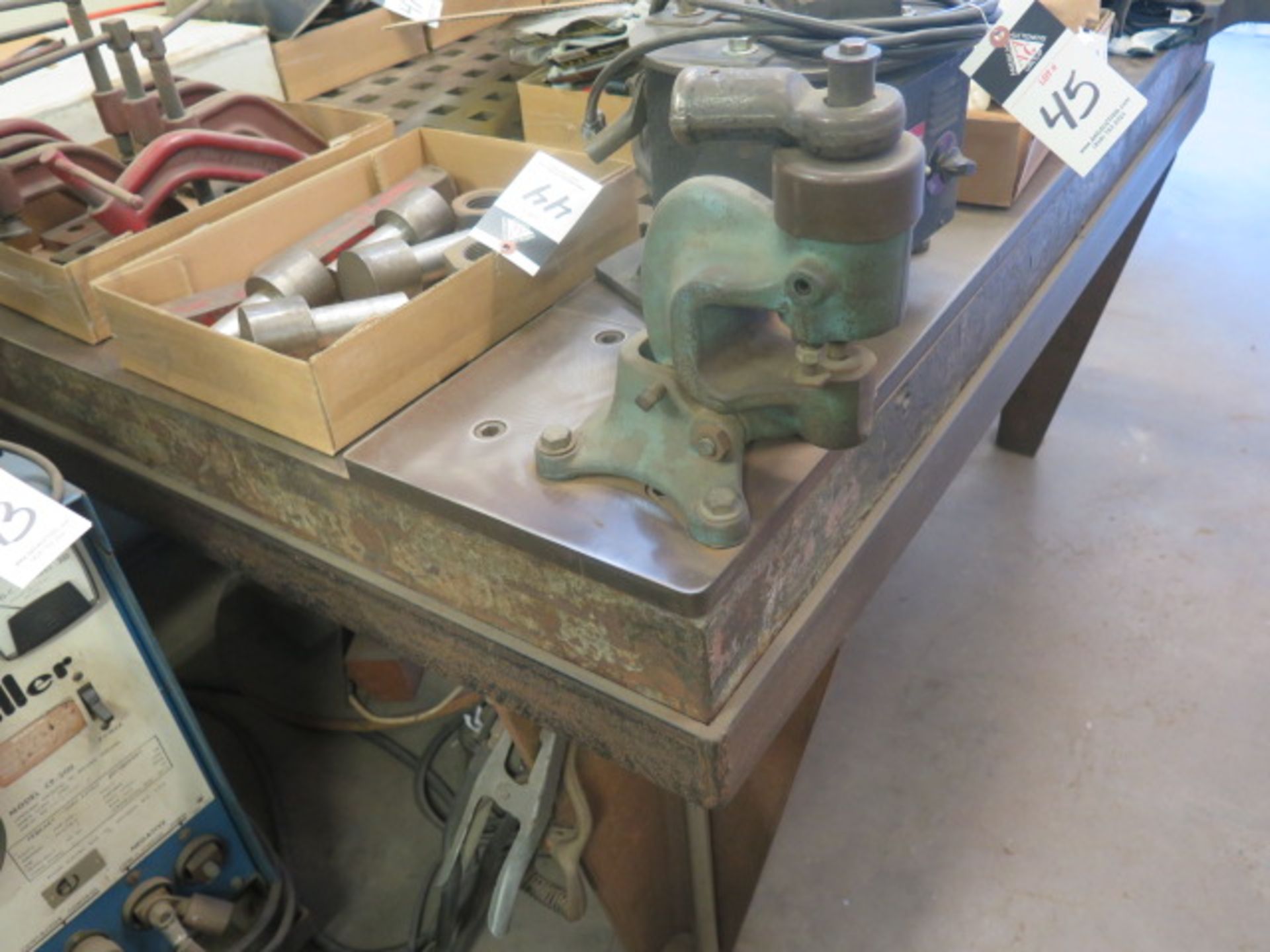 60” x 60” Acorn Style Forming Table w/ Bench Vise, Hand Punch, Clamps and Acces - Image 4 of 6