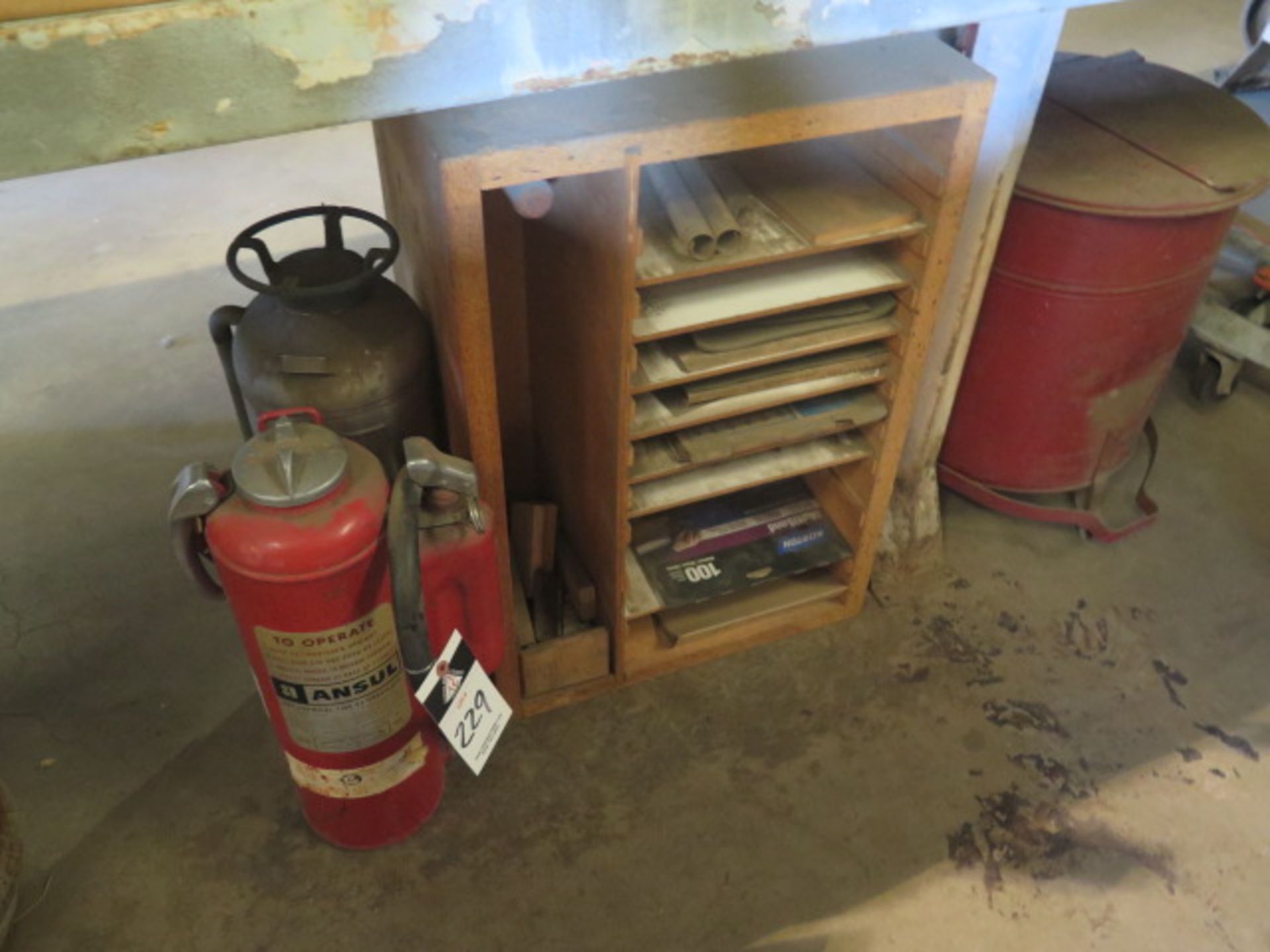 Fire Extinguishers, Abrasives, Rag Can and Barrel Dollies