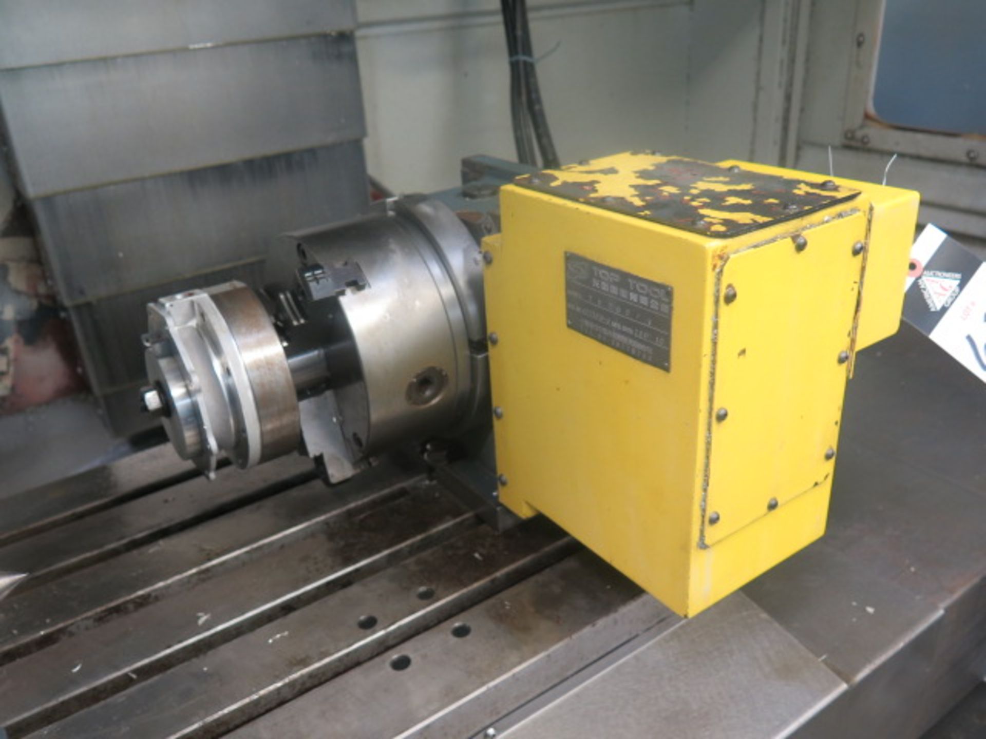 Top Tool mdl. TD200PV 4th Axis 8” Rotary Head s/n OP01310-3 w/ 7 ½” 3-Jaw Chuck and Mill Center - Image 2 of 5