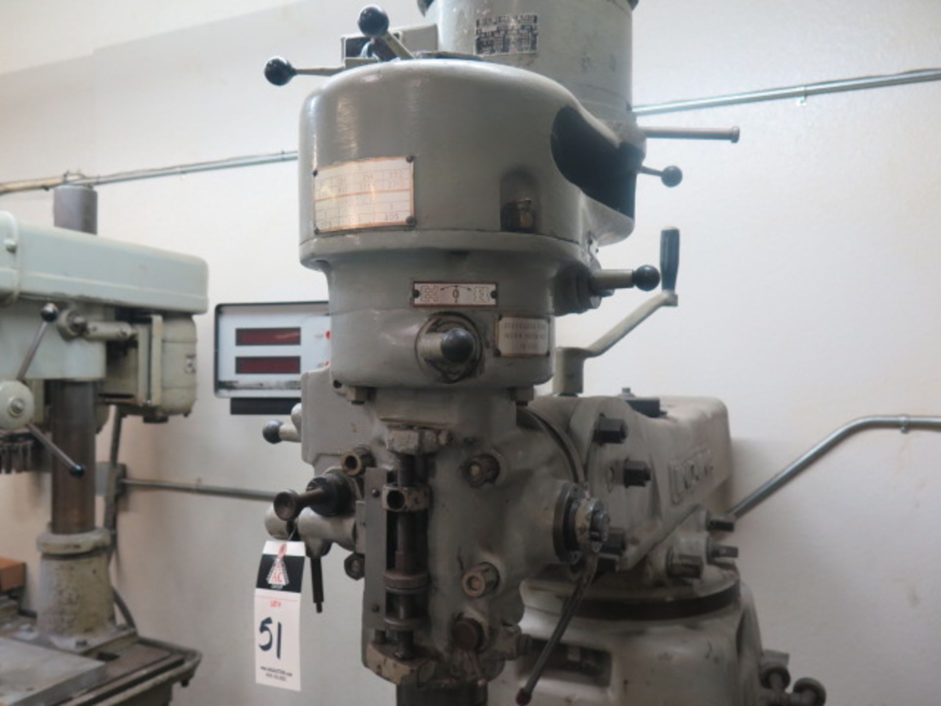 Induma Vertical Mill w/ Rutland DRO, 1.5Hp Motor, 80-2713 RPM, 8-Speeds, 9” x 42” Table, Coolant - Image 3 of 5