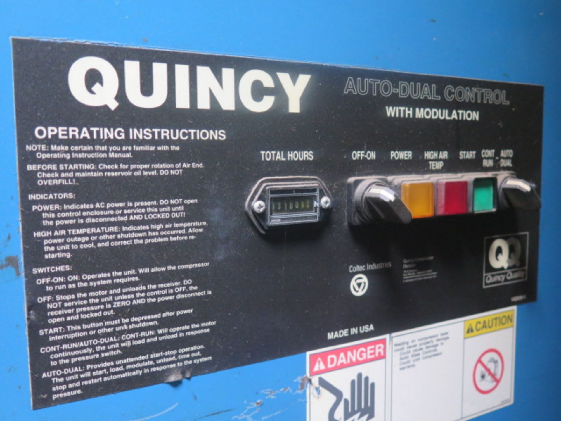 Quincy mdl. QMB20ACA21SF 20Hp Rotary Screw Air Compressor s/n 85263 - Image 2 of 5