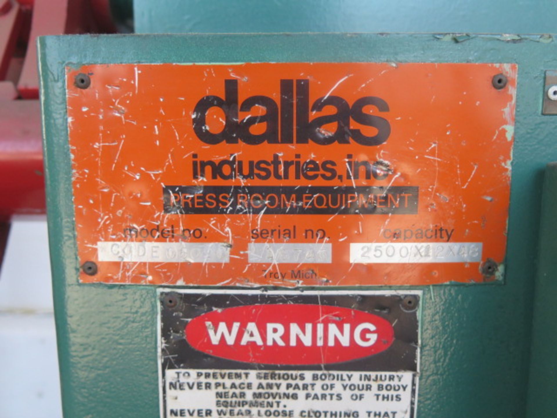 Dallas 2500 Lb Cap x 12” x 48” Coiler - Image 3 of 3