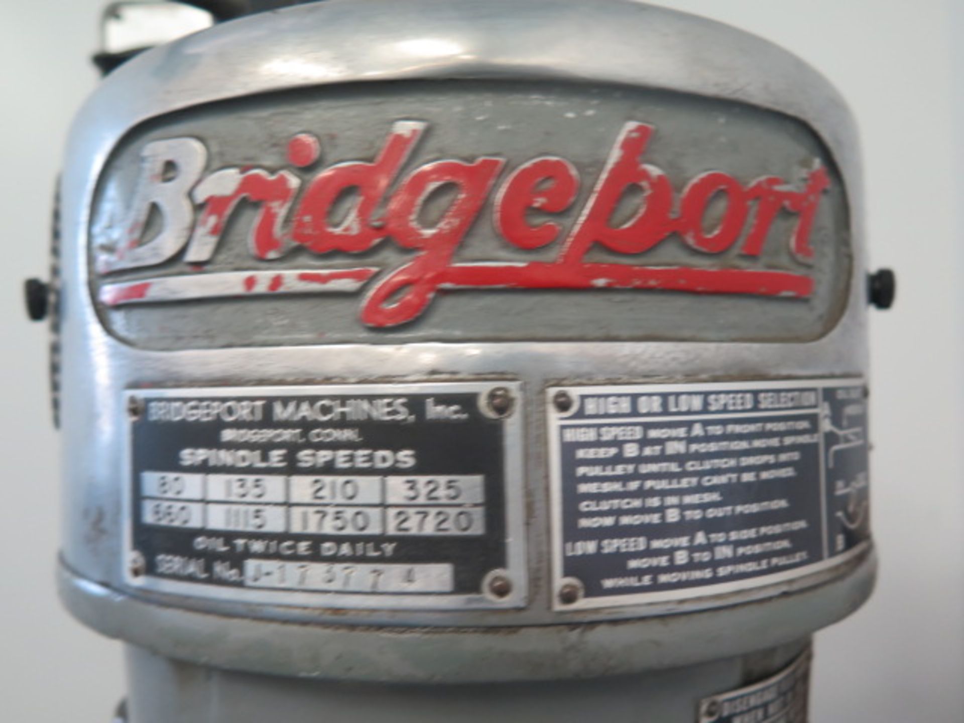 Bridgeport Vertical Mill s/n 167396 w/ Anilam Mini Wizard DRO, 80-2720 RPM, 8-Speeds, Chrome Ways, - Image 6 of 6