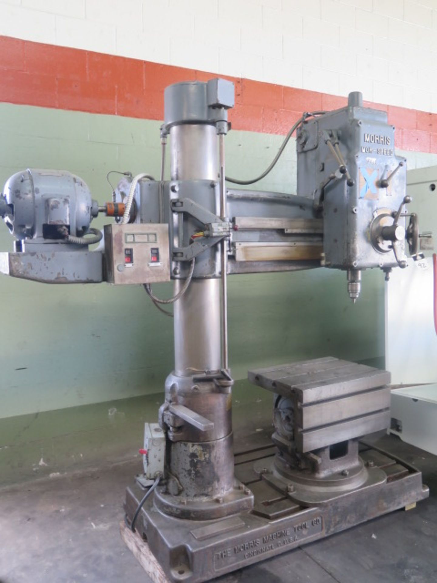 Morris “Mor-Speed” 9” Column x 24” Radial Arm Drill w/ Power Column and Feeds, Fixture Table - Image 2 of 6