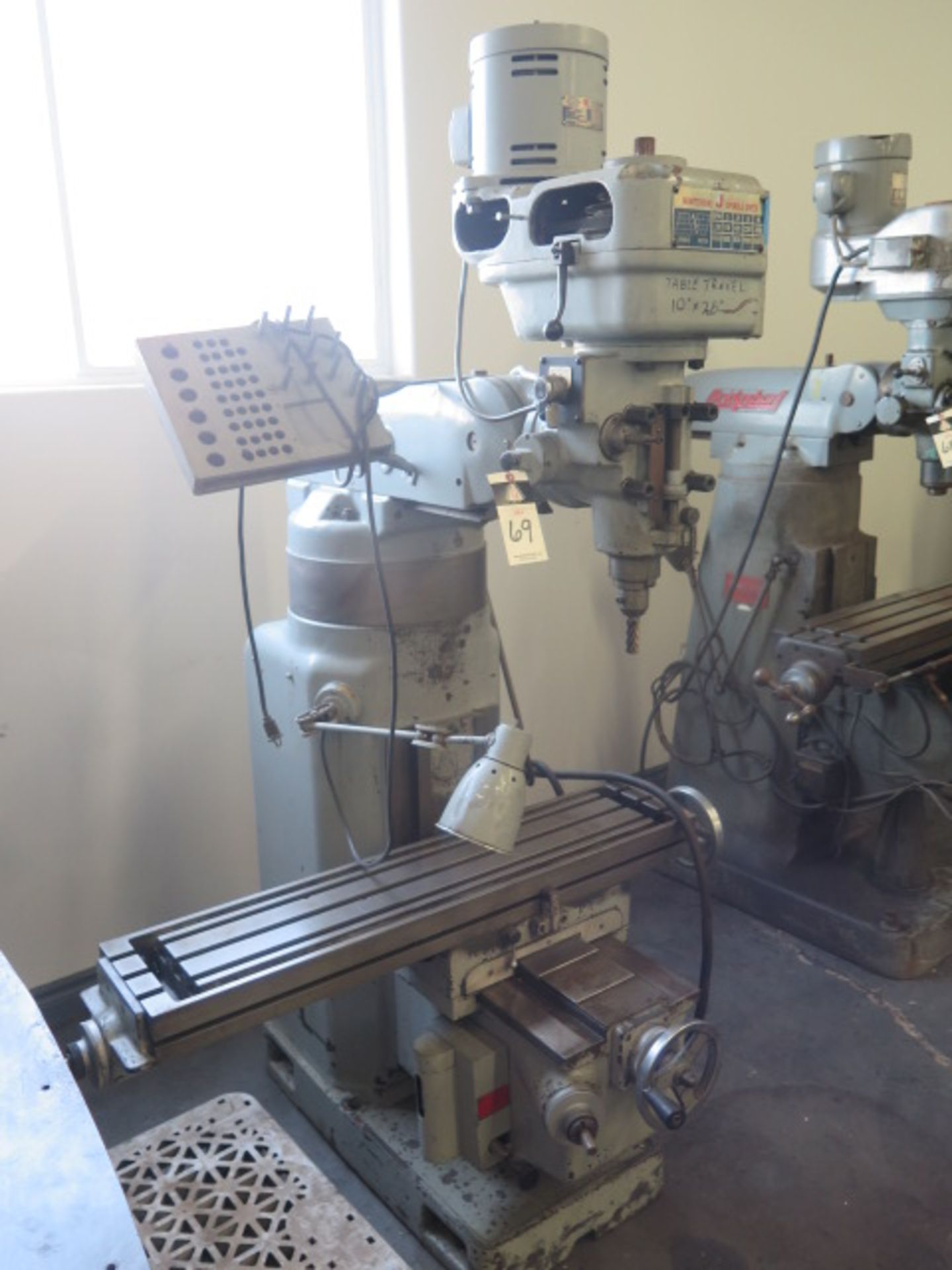 Kanto Koki “J-Spindle” Vertical Mill w/ 90-2400 RPM, 8-Speeds, Box Ways, 4” Riser, 9” x 42” Table