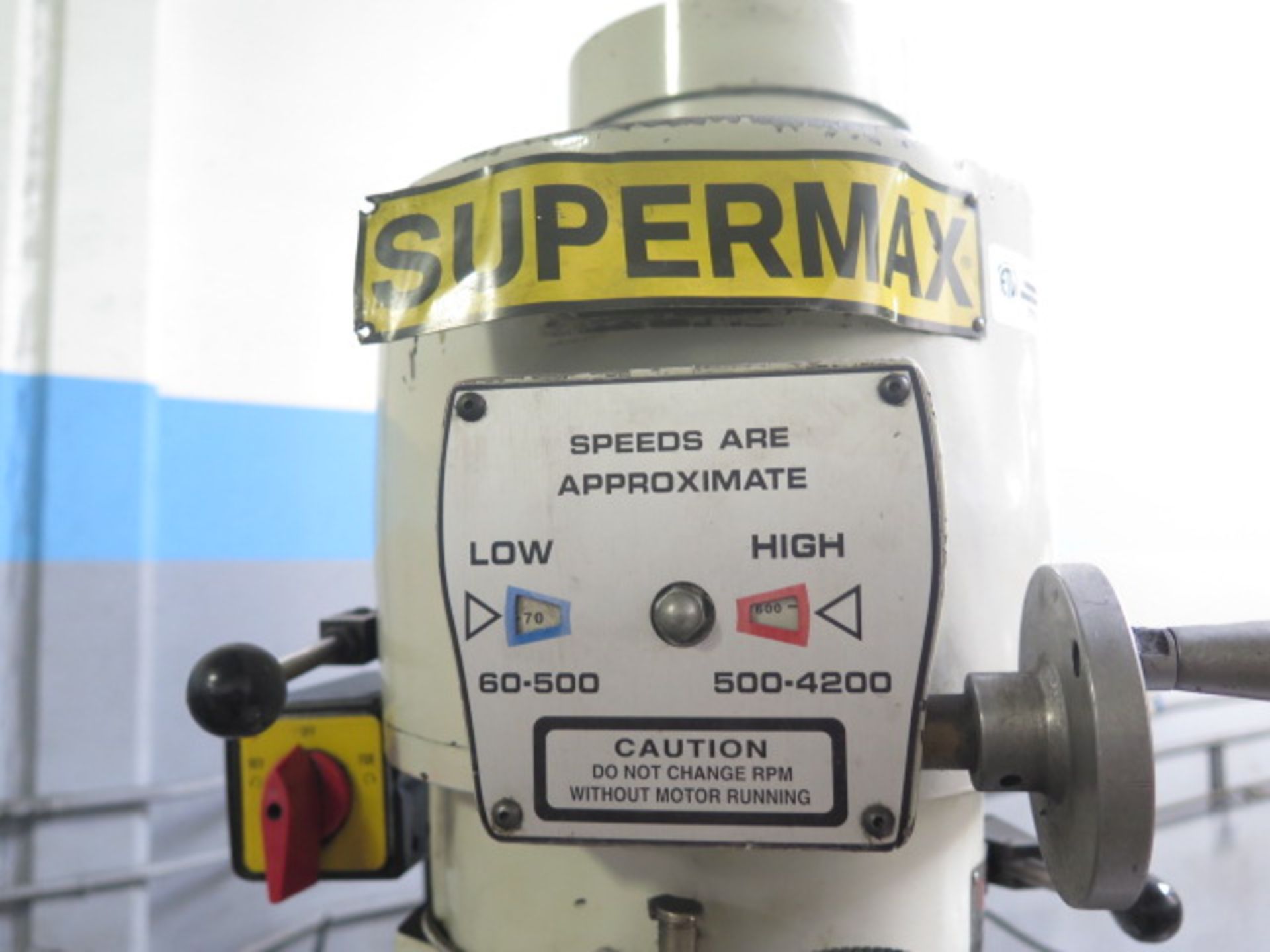 Supermax YC-1 ½ VS-99 Vertical Mill s/n F980558 w/ Newall Topaz DRO, 3Hp Motor, 60-4200 Dial - Image 8 of 8