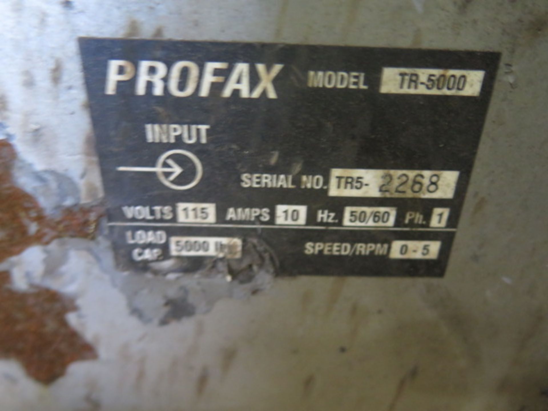 Profax mdl. TR-5000 5000 Lb Cap Motorized Tank Rolls s/n TR5-2268 - Image 5 of 5