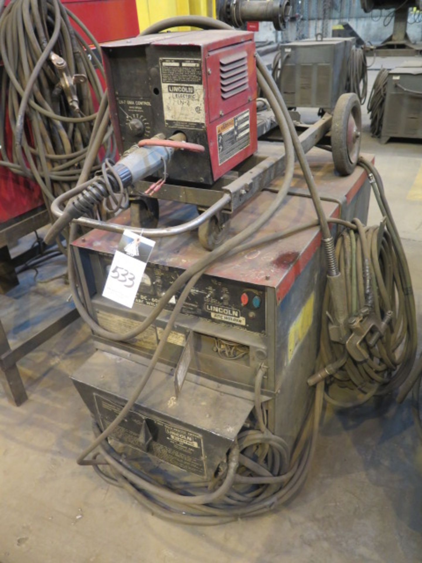 Lincoln Idealarc DC-600 VV-CV DC Arc Welding Power Source w/ Lincoln LN-7 Wire Feeder - Image 2 of 4