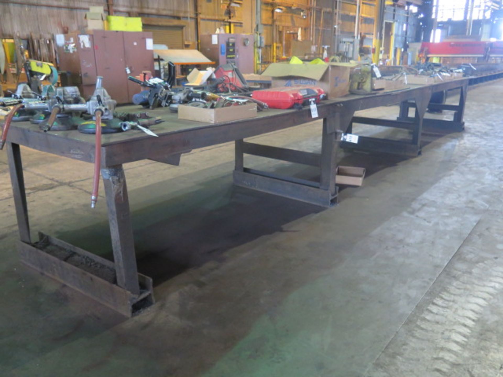 3'8" x 24'5" and 4'8" Dia Welding Tables