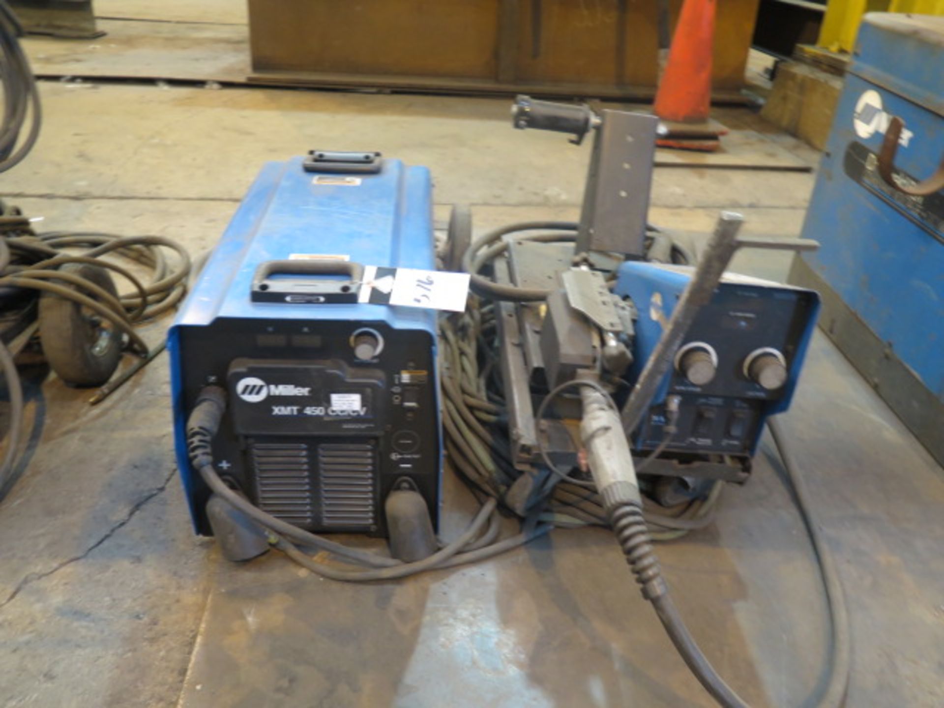 Miller XMT-450 CC/CV Arc Welding Power Source s/n MS450110U w/ Miller 70-Series Wire Feeder