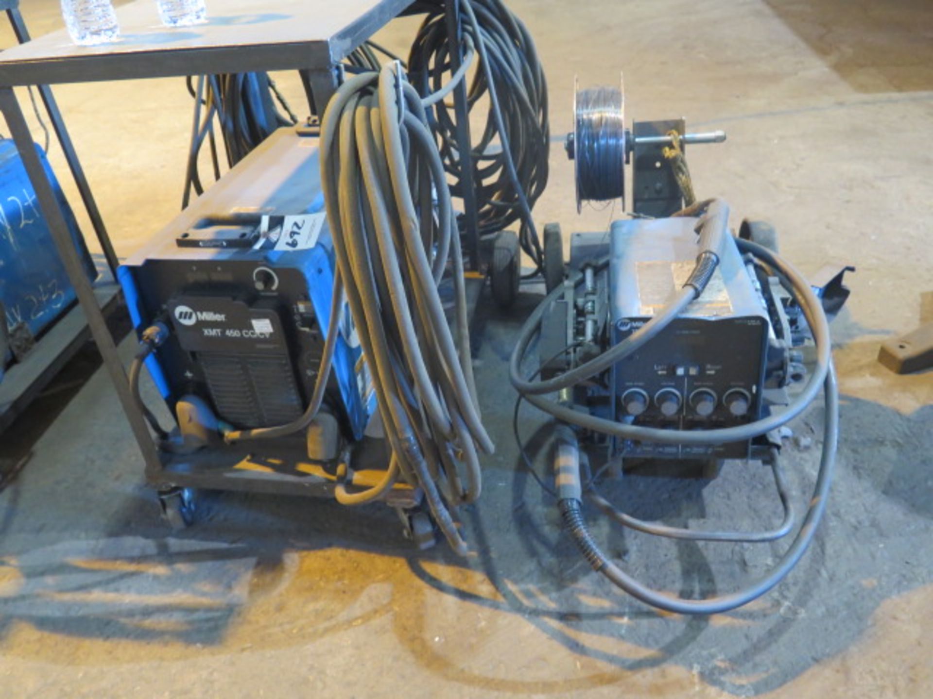 Miller XMT 450 CC/CV Arc Welding Power Source s/n MC450116U w/ Miller 70 Series Wire Feeder